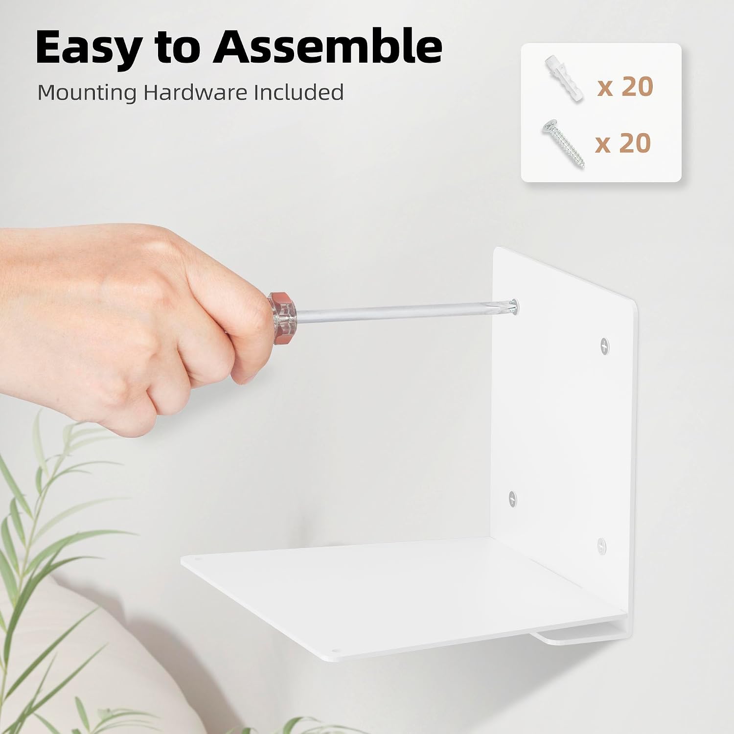 STORAGE MANIAC Invisible Floating Bookshelves Wall Mounted White