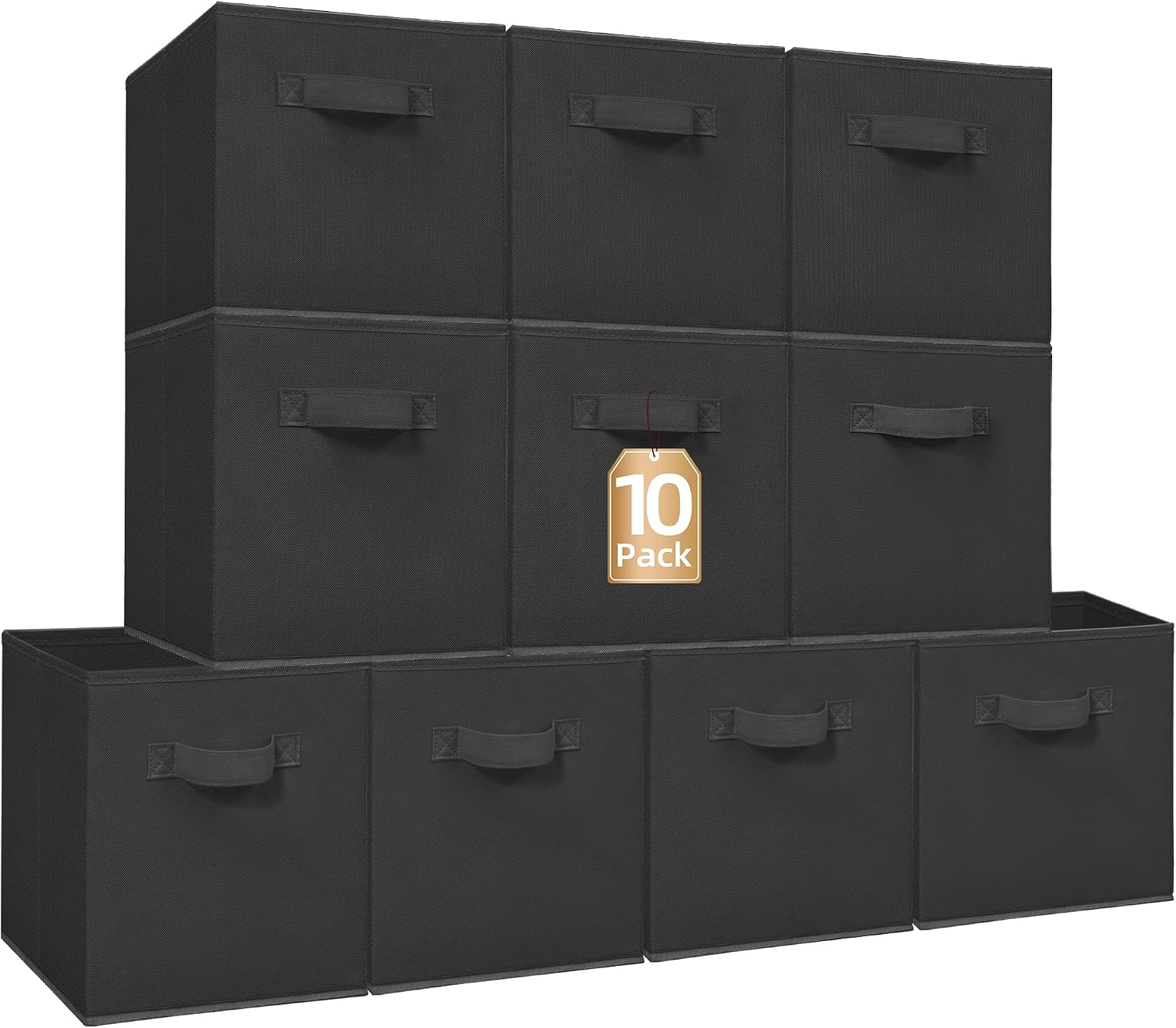 STORAGE MANIAC Storage Cubes, 11 Inch 10 Pack Collapsible Fabric Shelf Bins Black