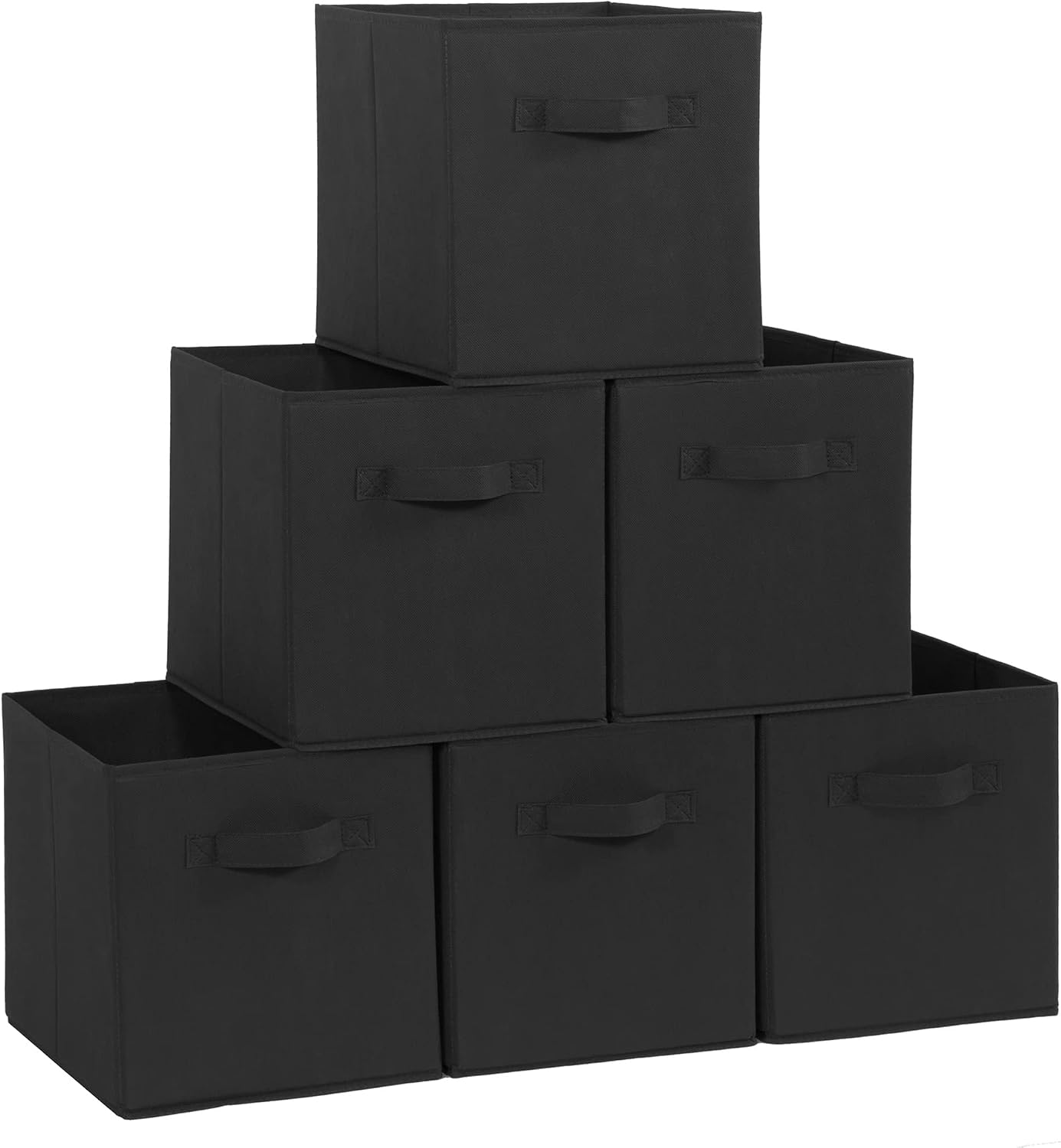 STORAGE MANIAC Storage Cubes, 11 Inch 6 Pack Collapsible Fabric Shelf Bins Black