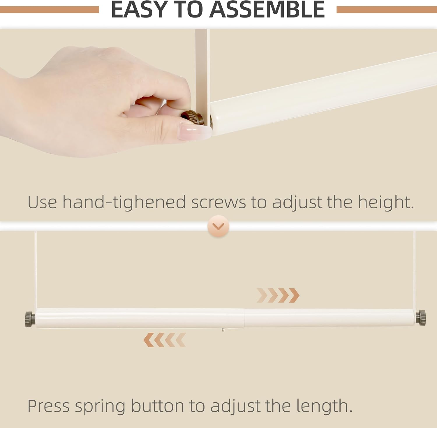 STORAGE MANIAC Adjustable Closet Rod for Hanging Clothes, 2 Pack White