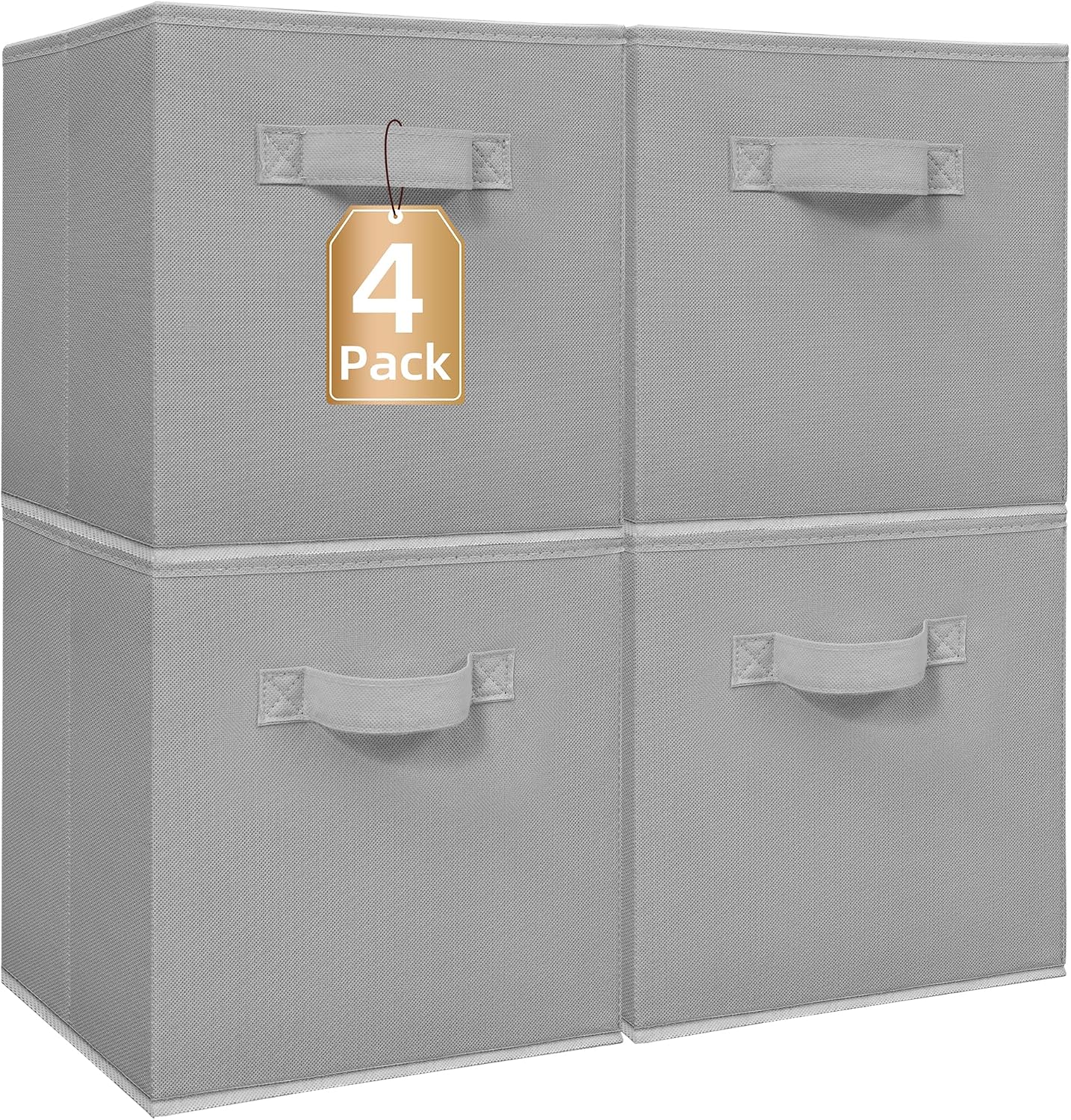 STORAGE MANIAC Storage Cubes, 11 Inch 4 Pack Collapsible Fabric Shelf Bins Gray
