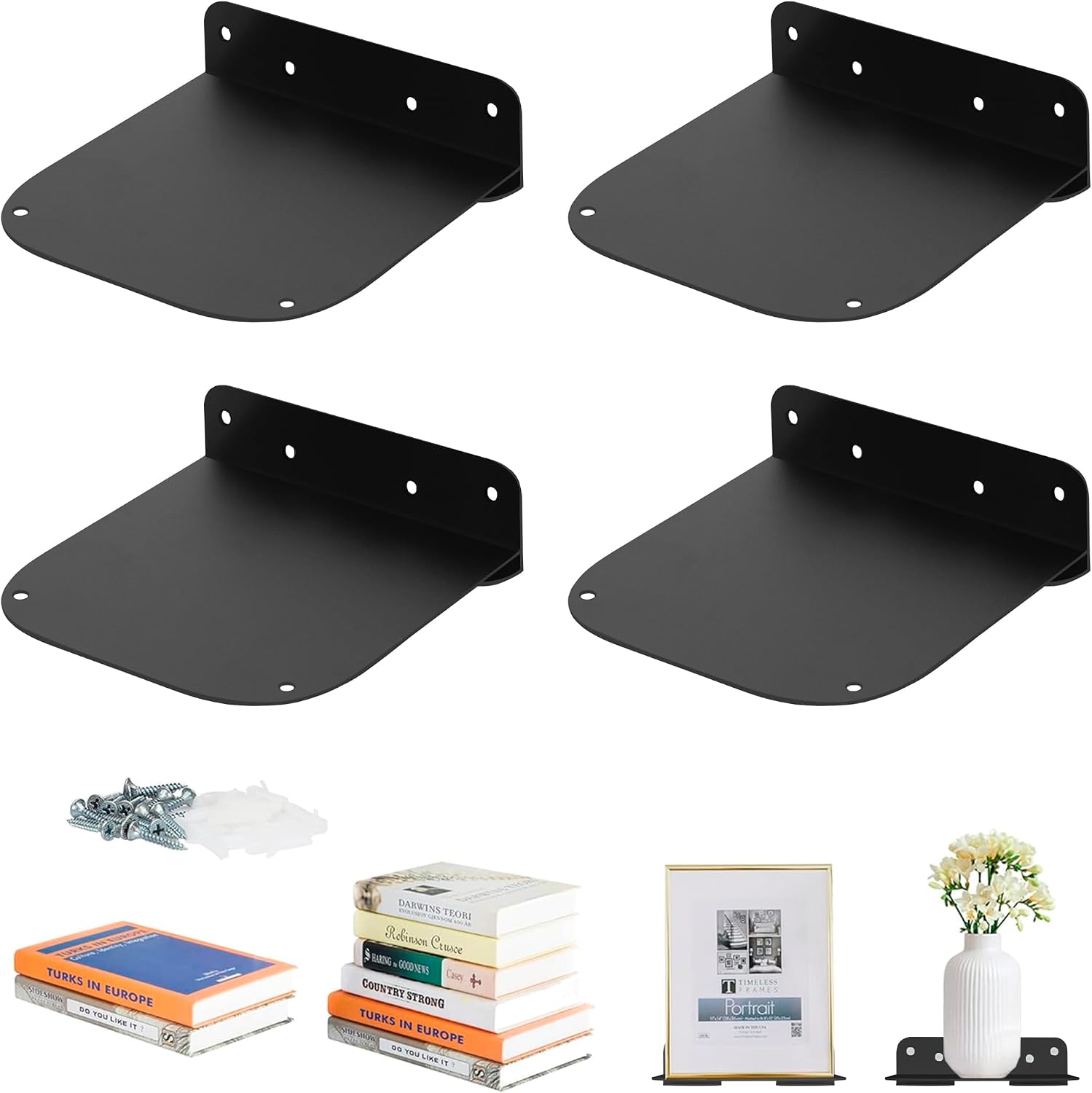 STORAGE MANIAC Invisible Floating Bookshelves Wall Mounted Hanging Shelf Black