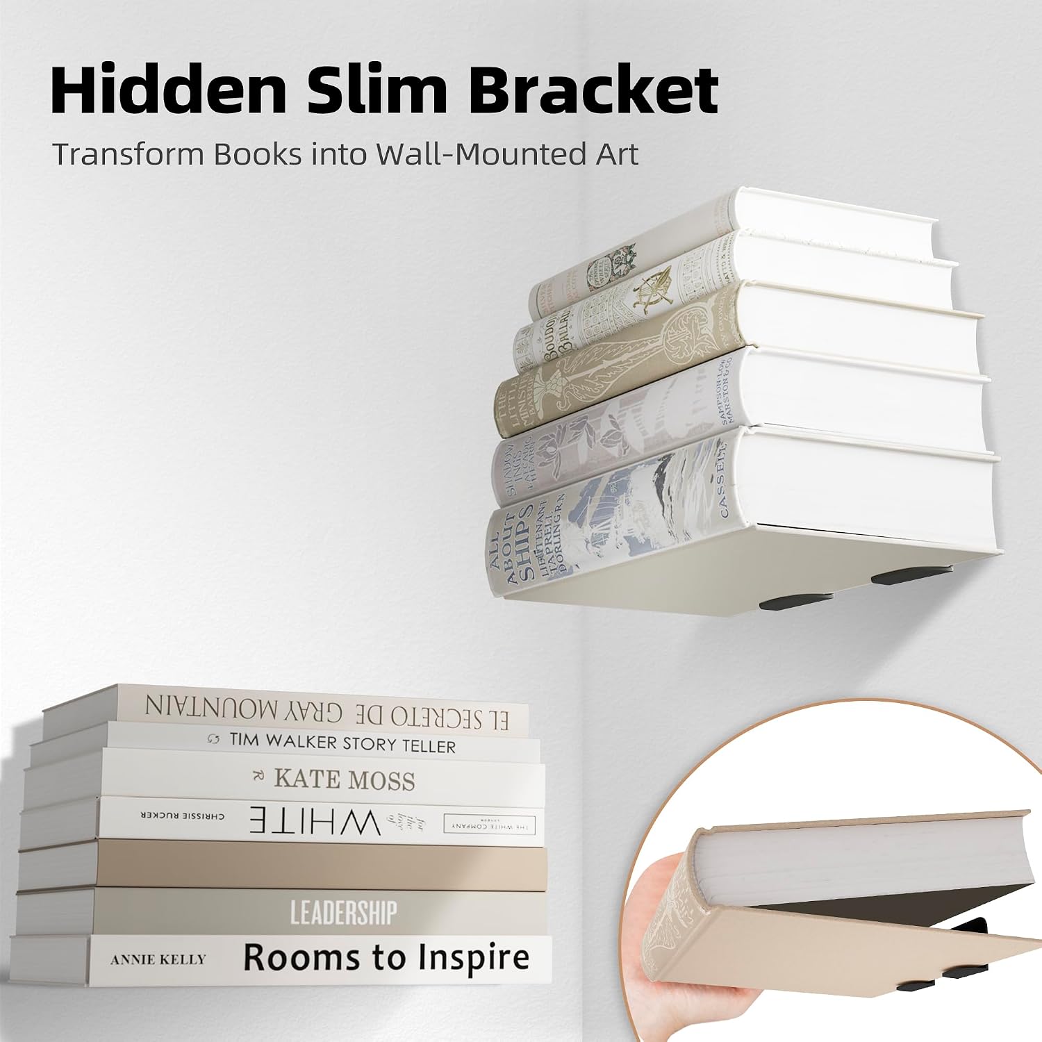 STORAGE MANIAC Invisible Floating Bookshelves Wall Mounted Hanging Shelf Black