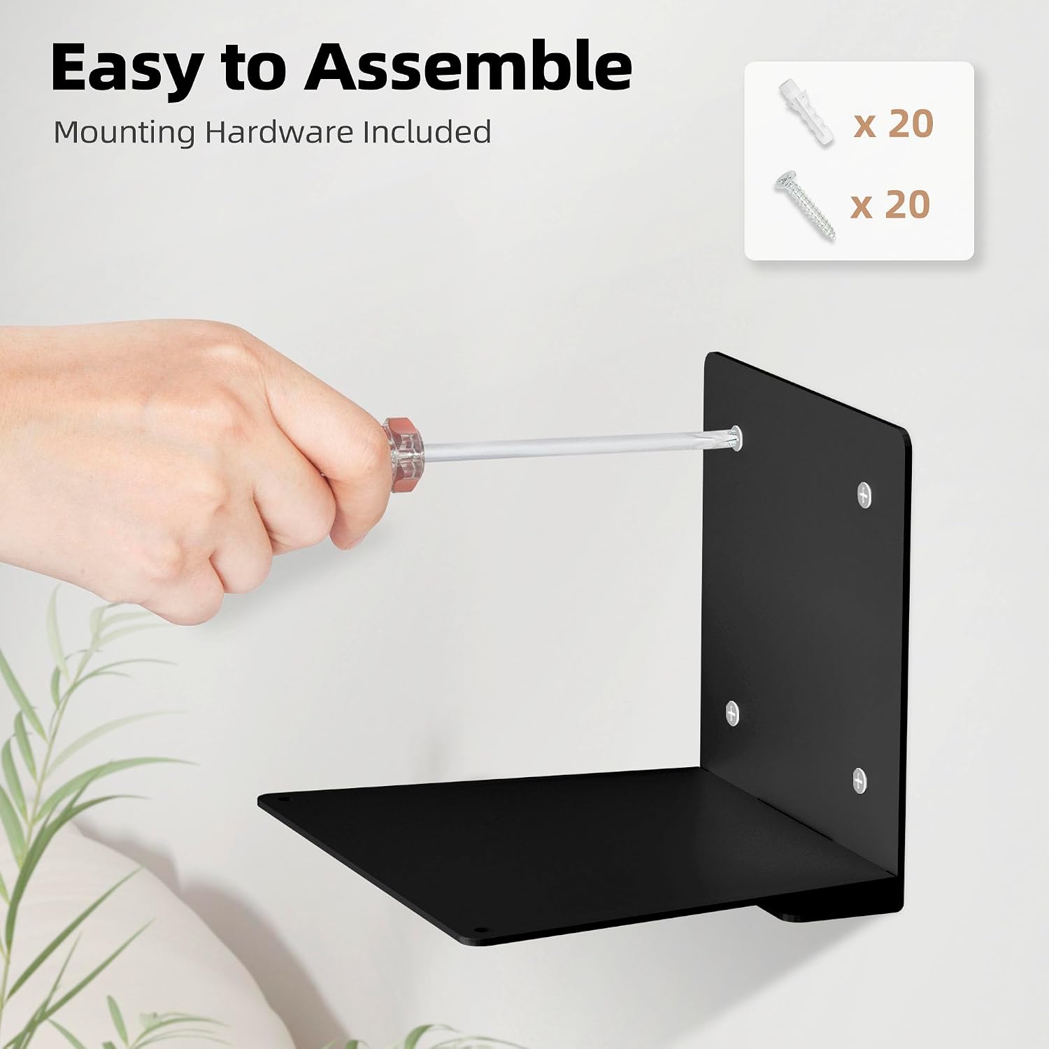 STORAGE MANIAC Invisible Floating Bookshelves Wall Mounted Black