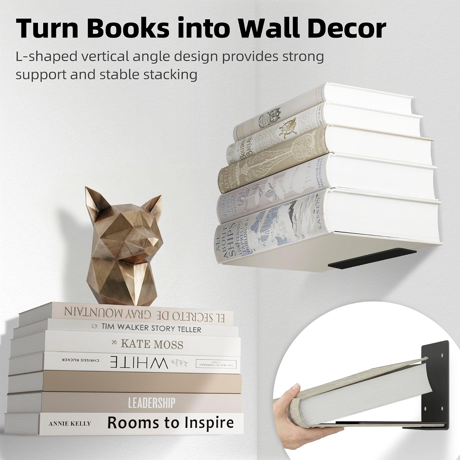 STORAGE MANIAC Invisible Floating Bookshelves Wall Mounted Black