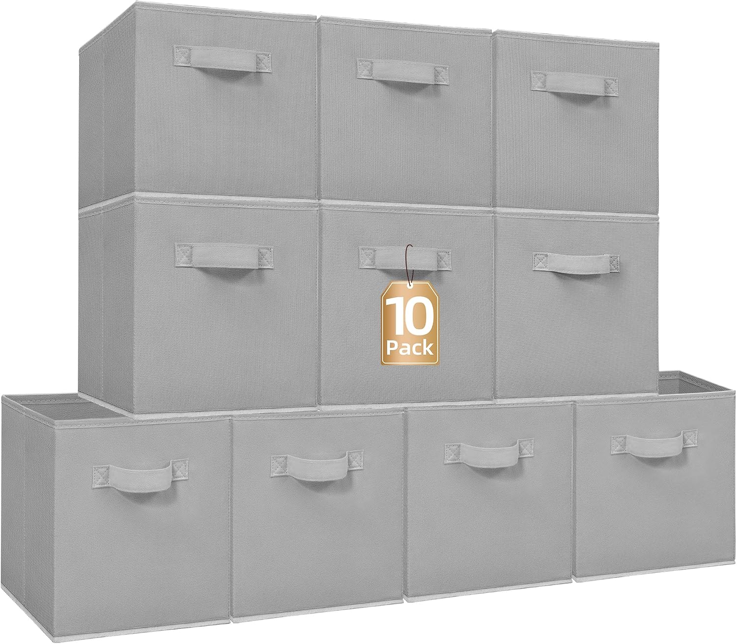 STORAGE MANIAC Storage Cubes, 11 Inch 10 Pack Collapsible Fabric Shelf Bins Gray