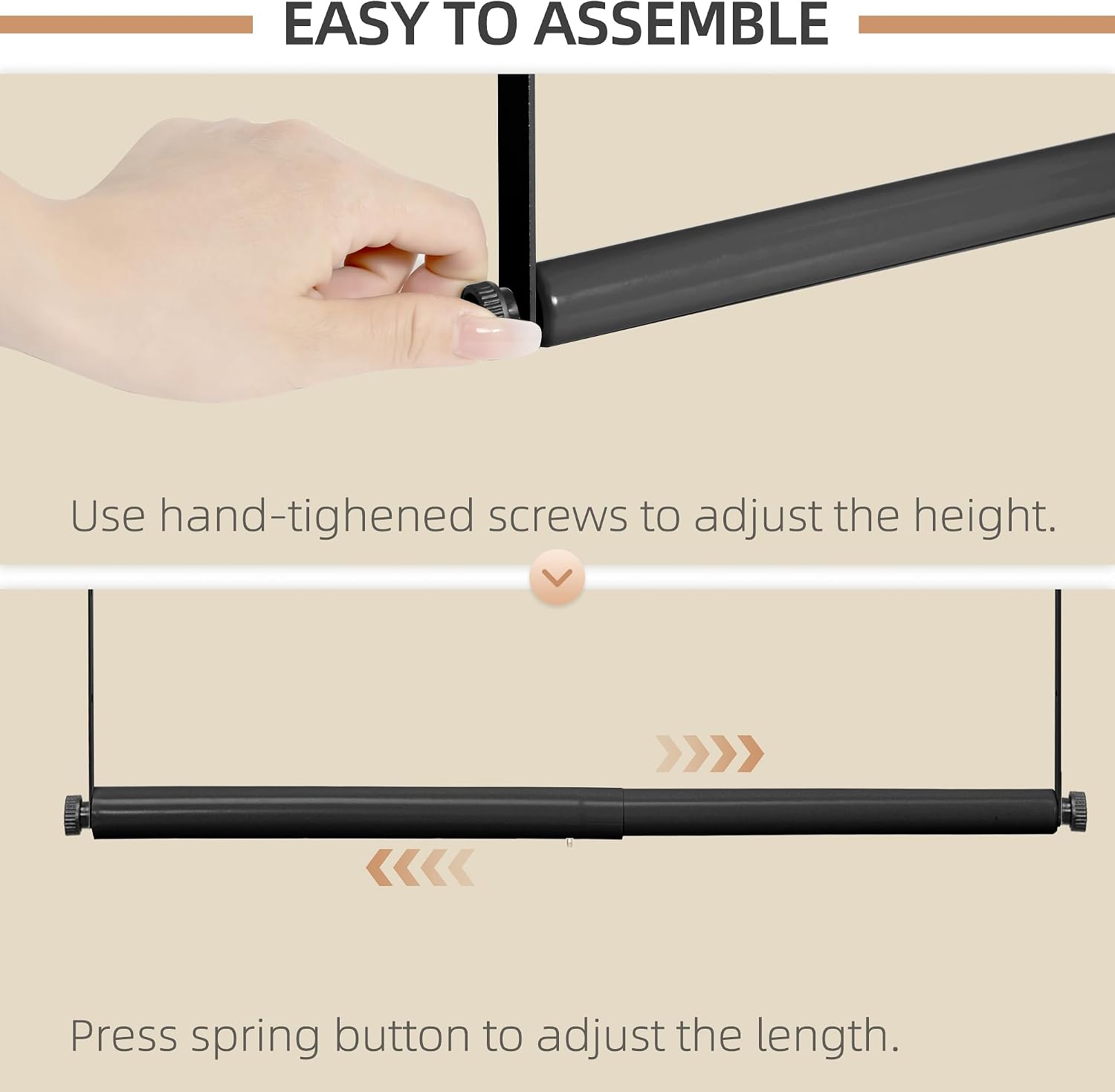 STORAGE MANIAC Adjustable Closet Rod for Hanging Clothes, 1 Pack Black