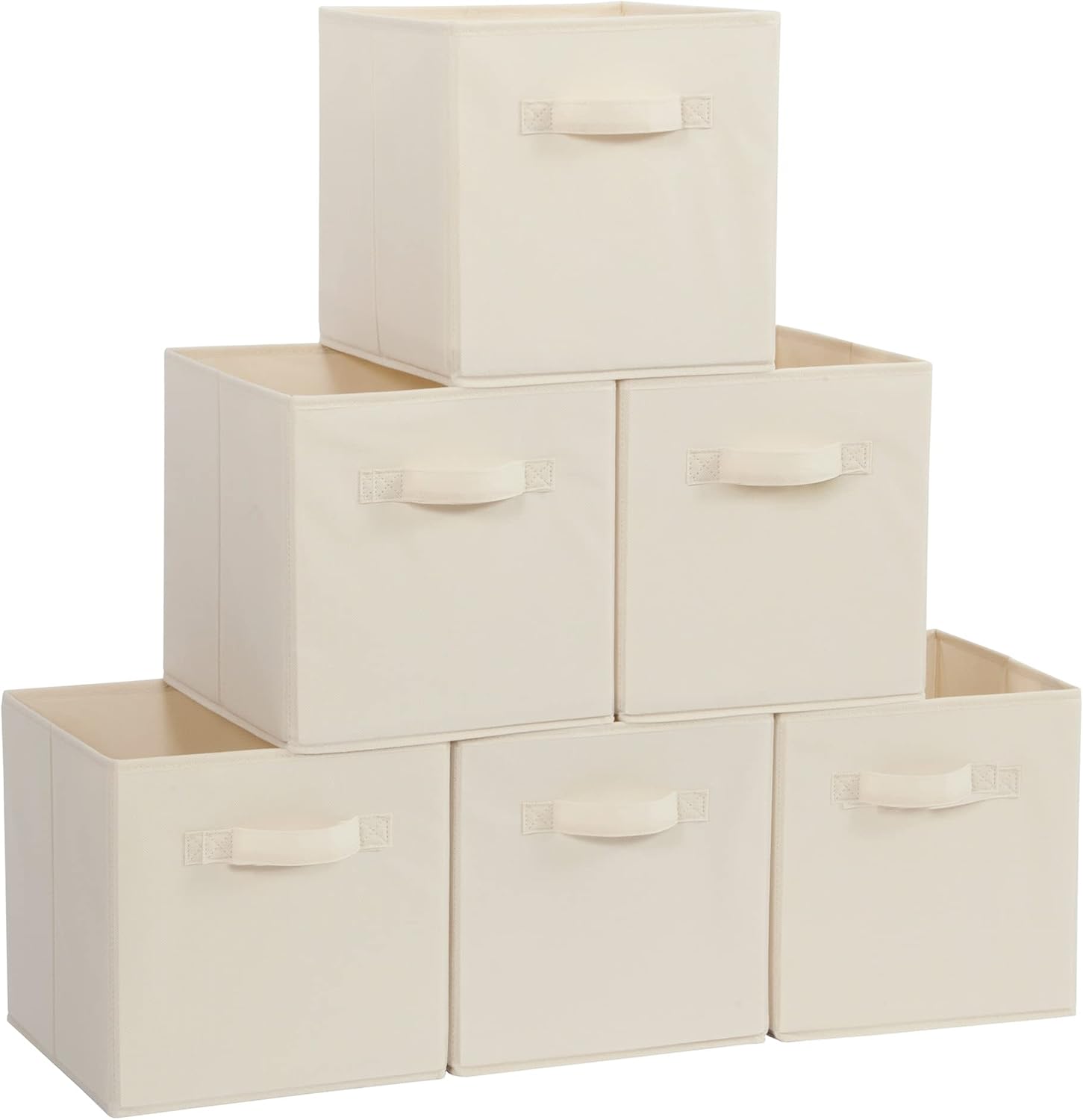 STORAGE MANIAC Storage Cubes, 11 Inch 6 Pack Collapsible Fabric Shelf Bins Beige