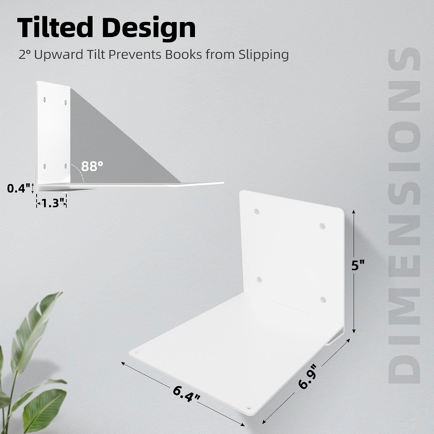 STORAGE MANIAC Invisible Floating Bookshelves Wall Mounted White