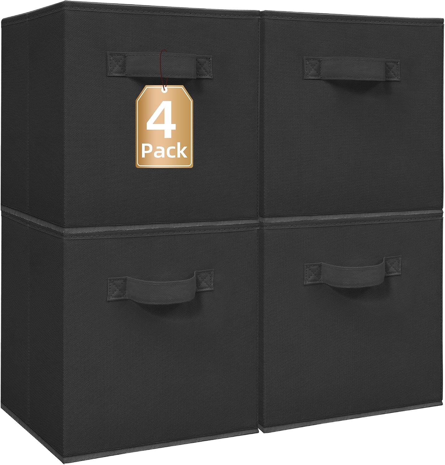 STORAGE MANIAC Storage Cubes, 11 Inch 4 Pack Collapsible Fabric Shelf Bins Black