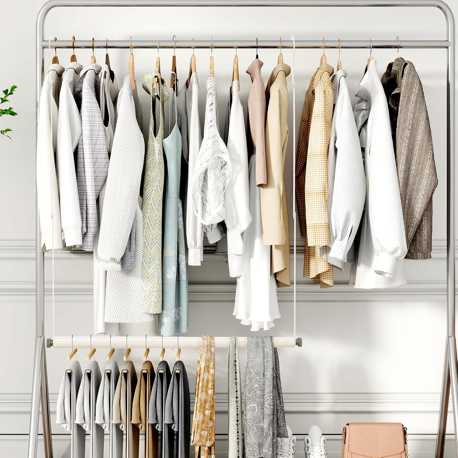 STORAGE MANIAC Adjustable Closet Rod for Hanging Clothes, 1 Pack White