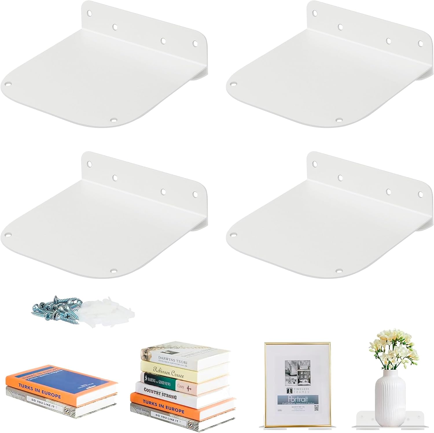 STORAGE MANIAC Invisible Floating Bookshelves Wall Mounted Hanging Shelf White