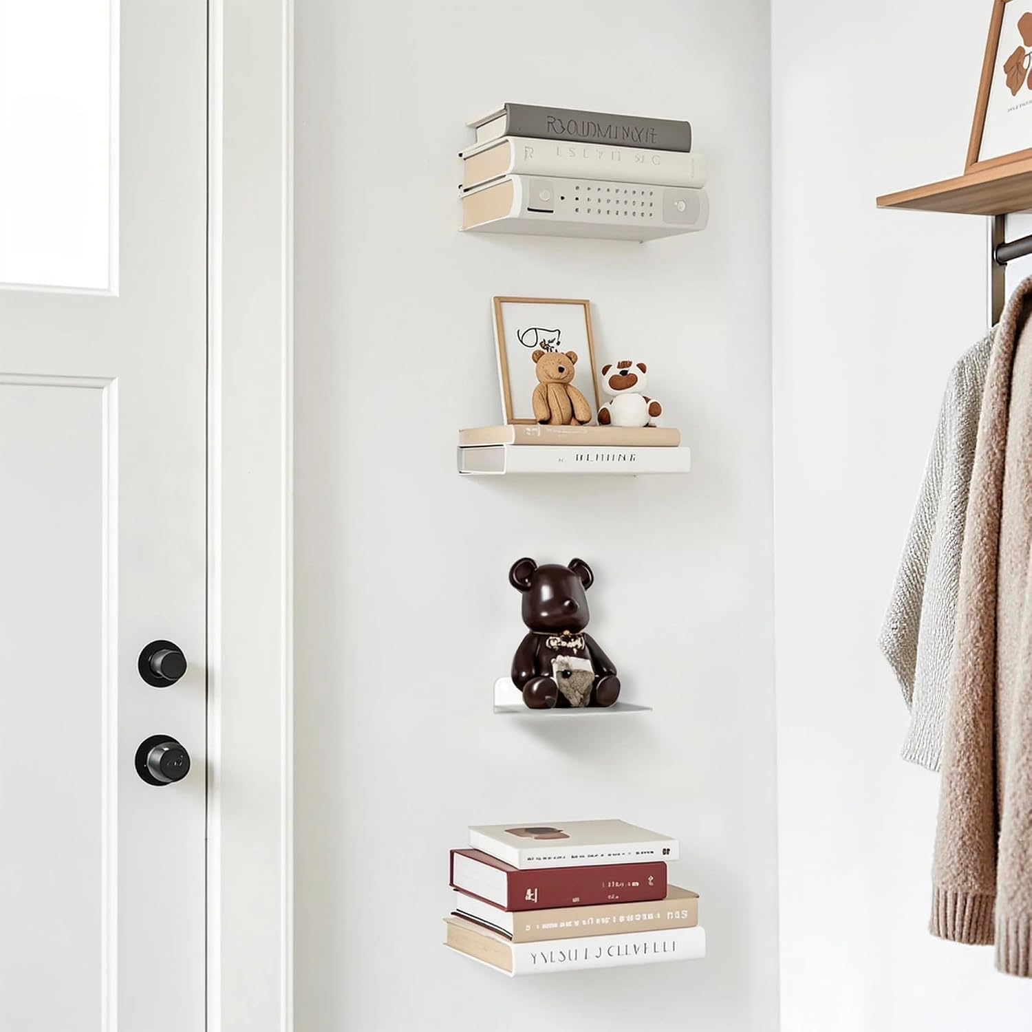 STORAGE MANIAC Invisible Floating Bookshelves Wall Mounted Hanging Shelf White