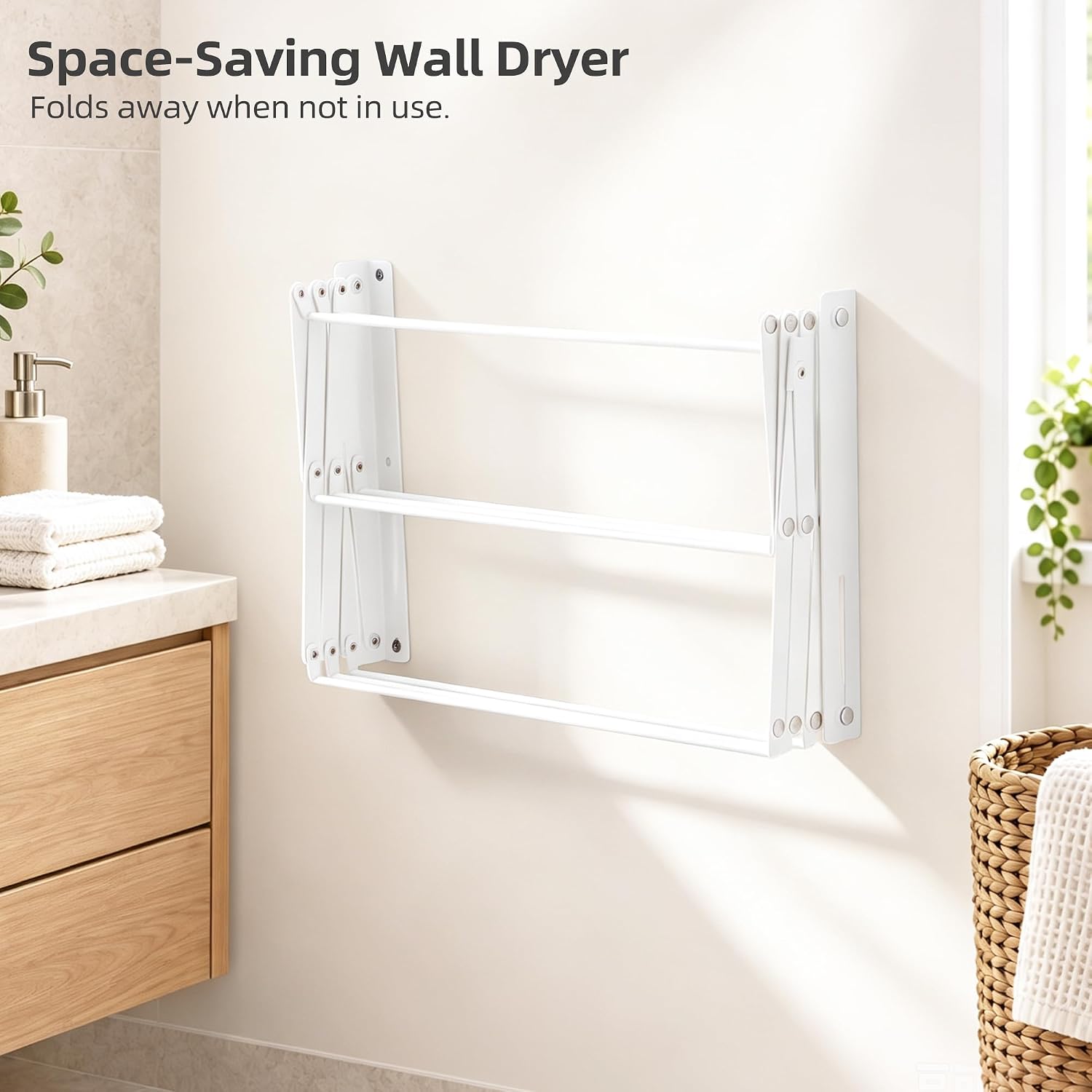 STORAGE MANIAC Wall Mounted Clothes Drying Rack Foldable Laundry Rack
