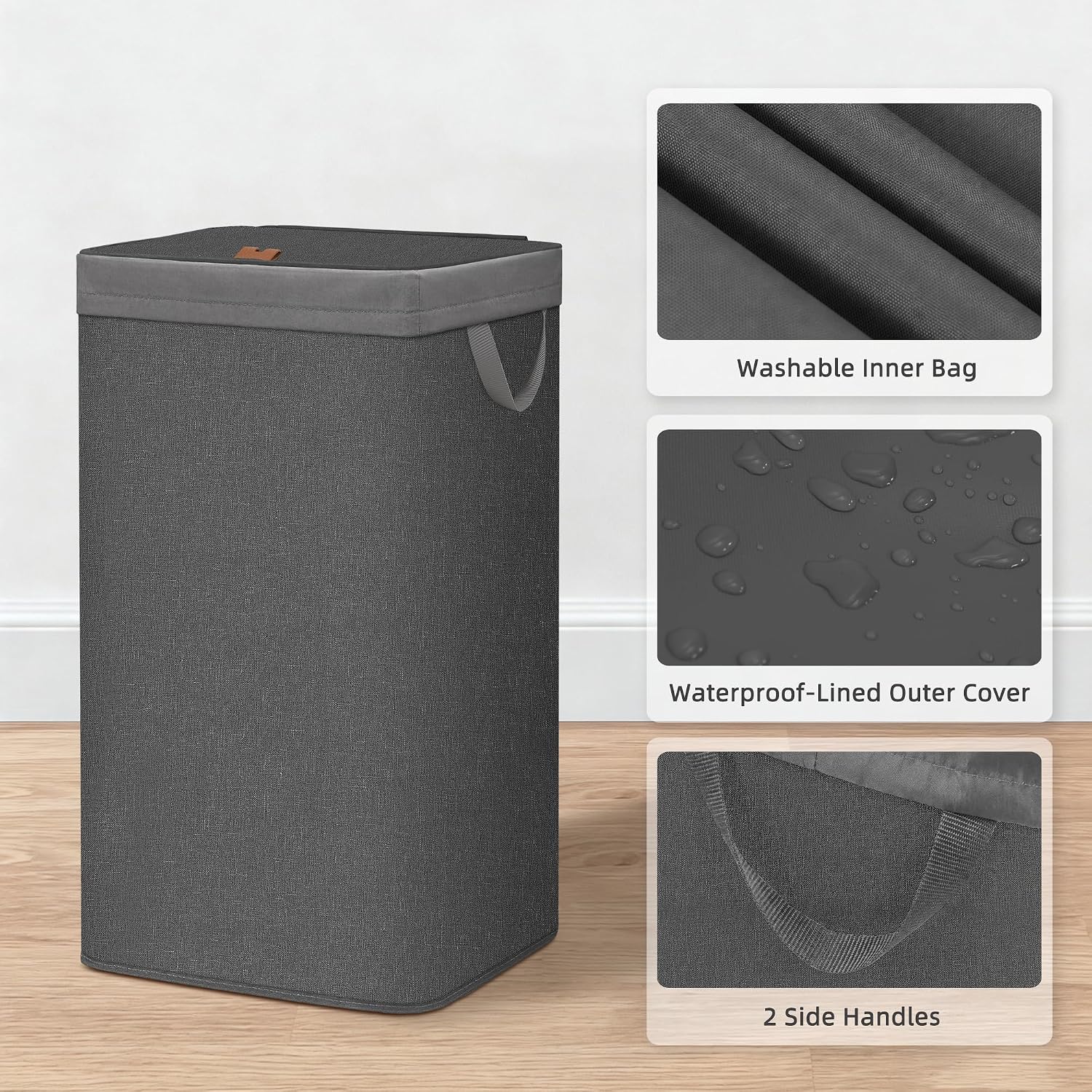 STORAGE MANIAC Metal Frame Laundry Hamper with Lid, Tall Laundry Baskets