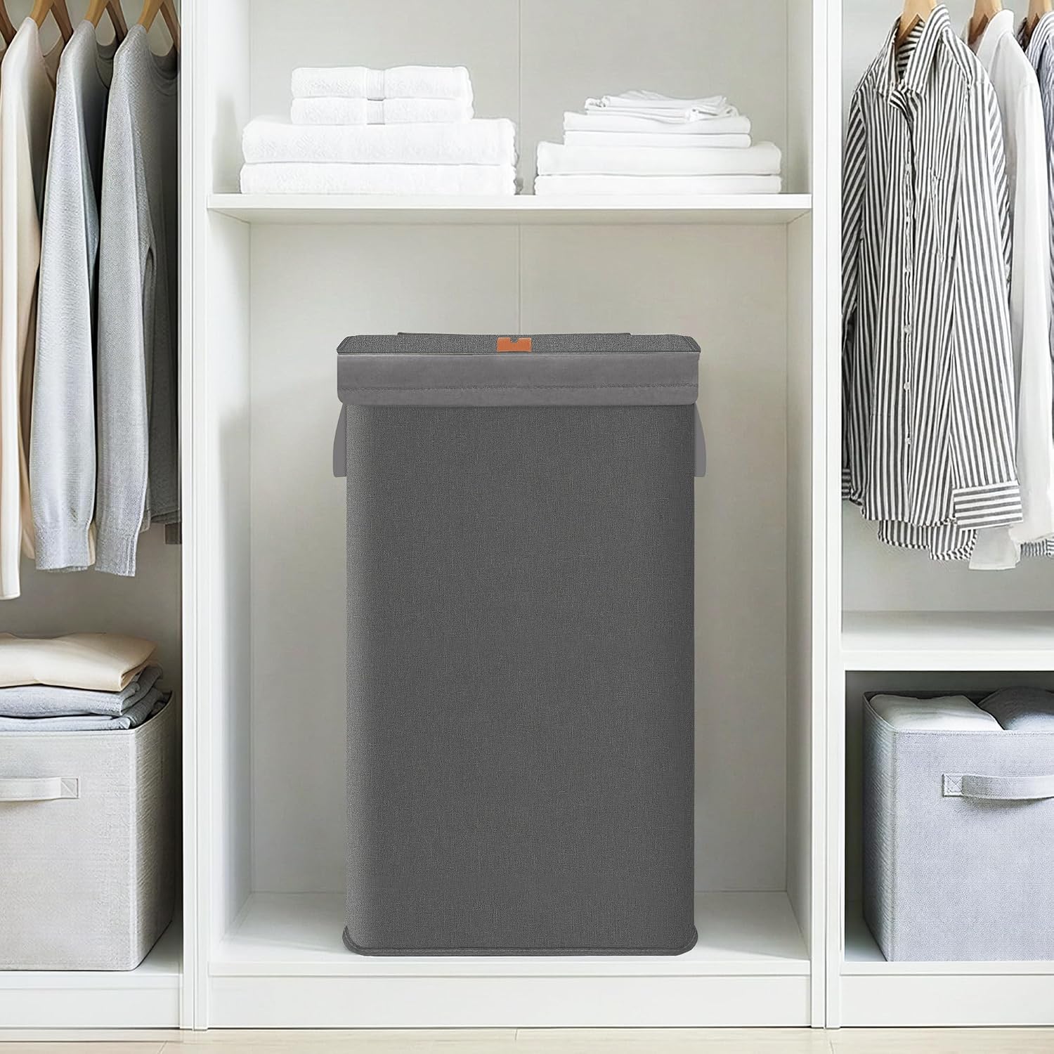 STORAGE MANIAC Metal Frame Laundry Hamper with Lid, Tall Laundry Baskets
