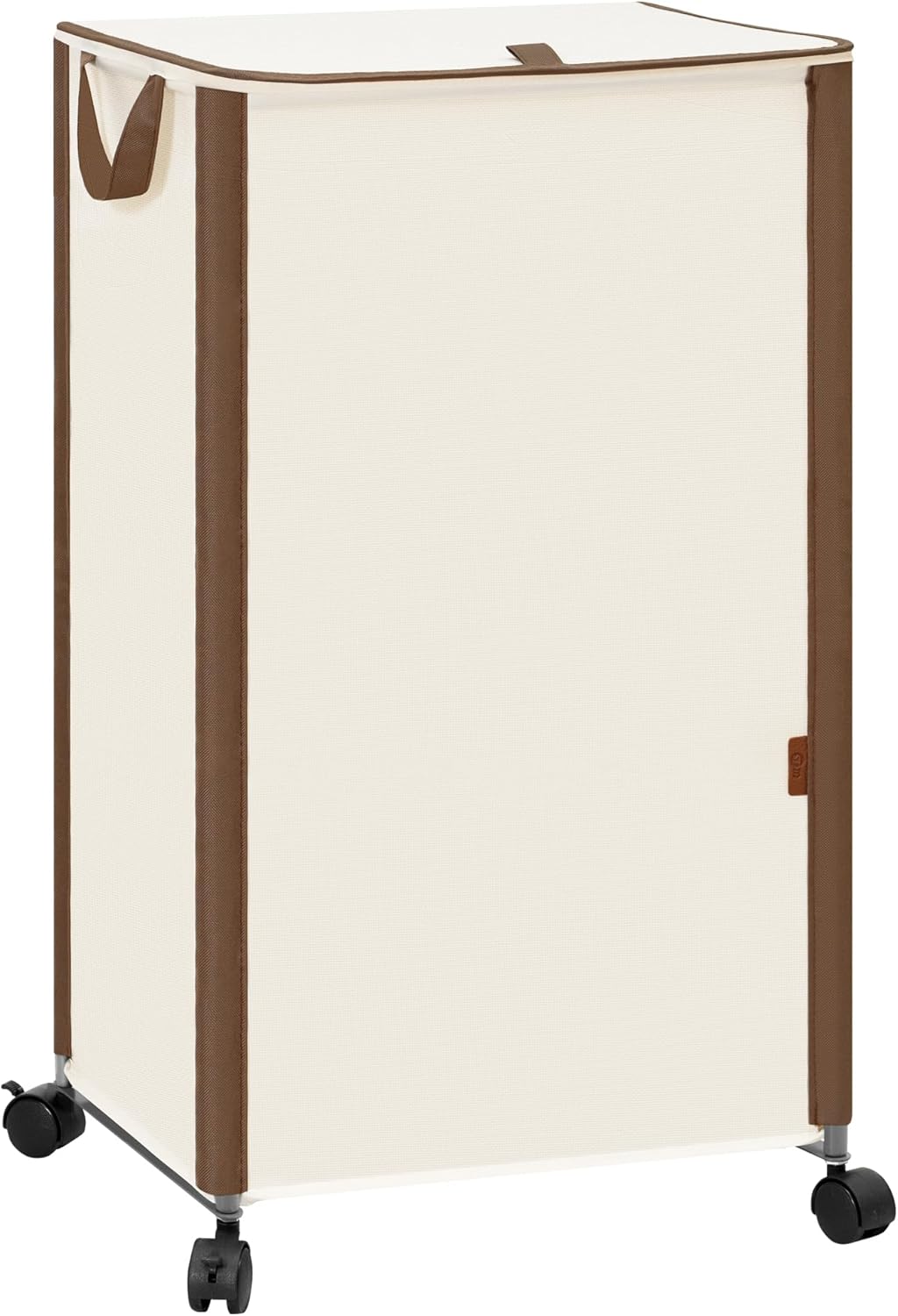 STORAGE MANIAC Rolling Laundry Hamper with Lid, 23.7 Gal (90 L) Large Tall Laundry Basket with Wheels & Handles, Aesthetic Dirty Clothes Hamper for Small Space, Dorm, Apartment, College, Beige