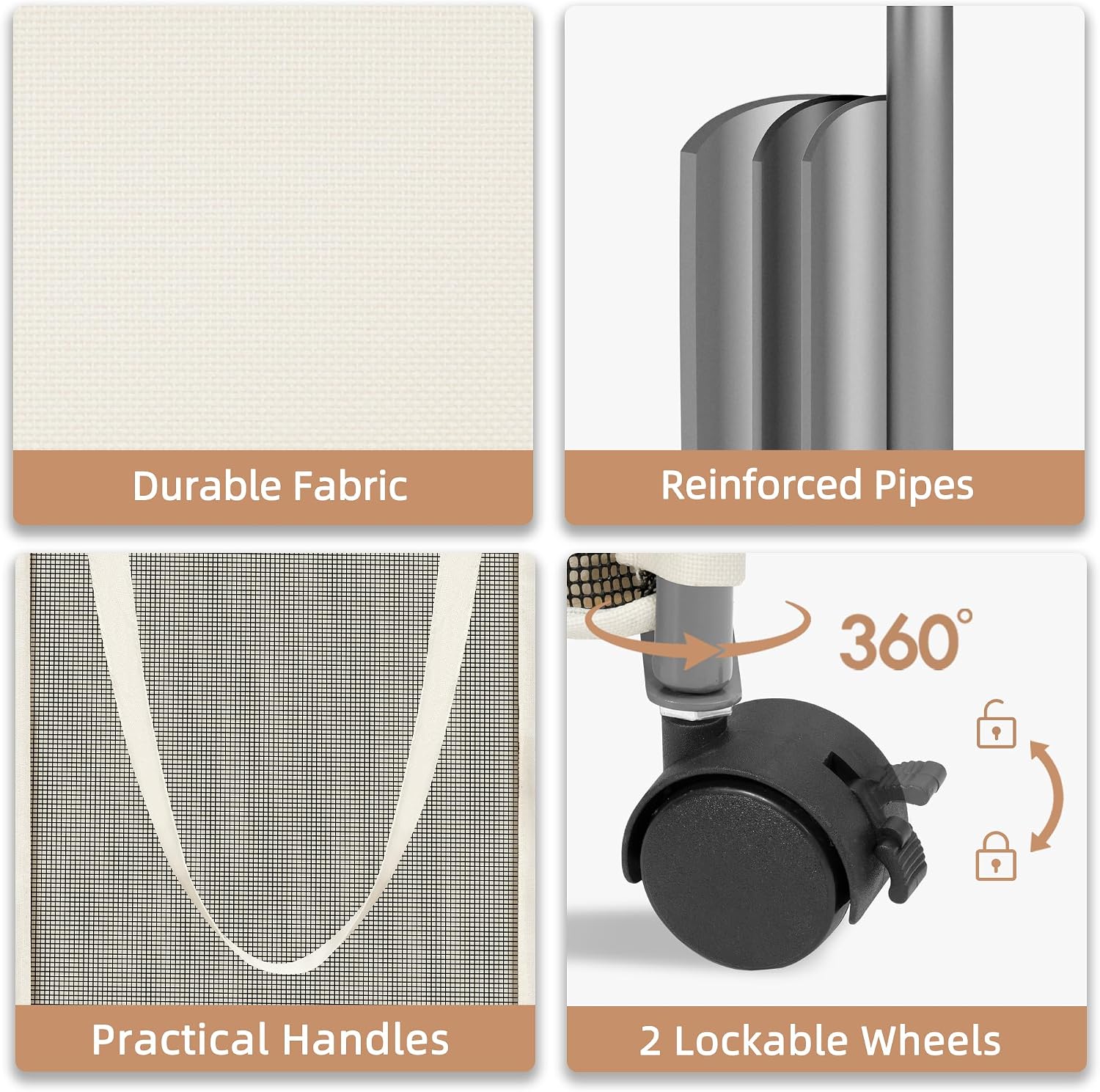 STORAGE MANIAC Laundry Hamper with Wheels, Rolling Laundry Basket