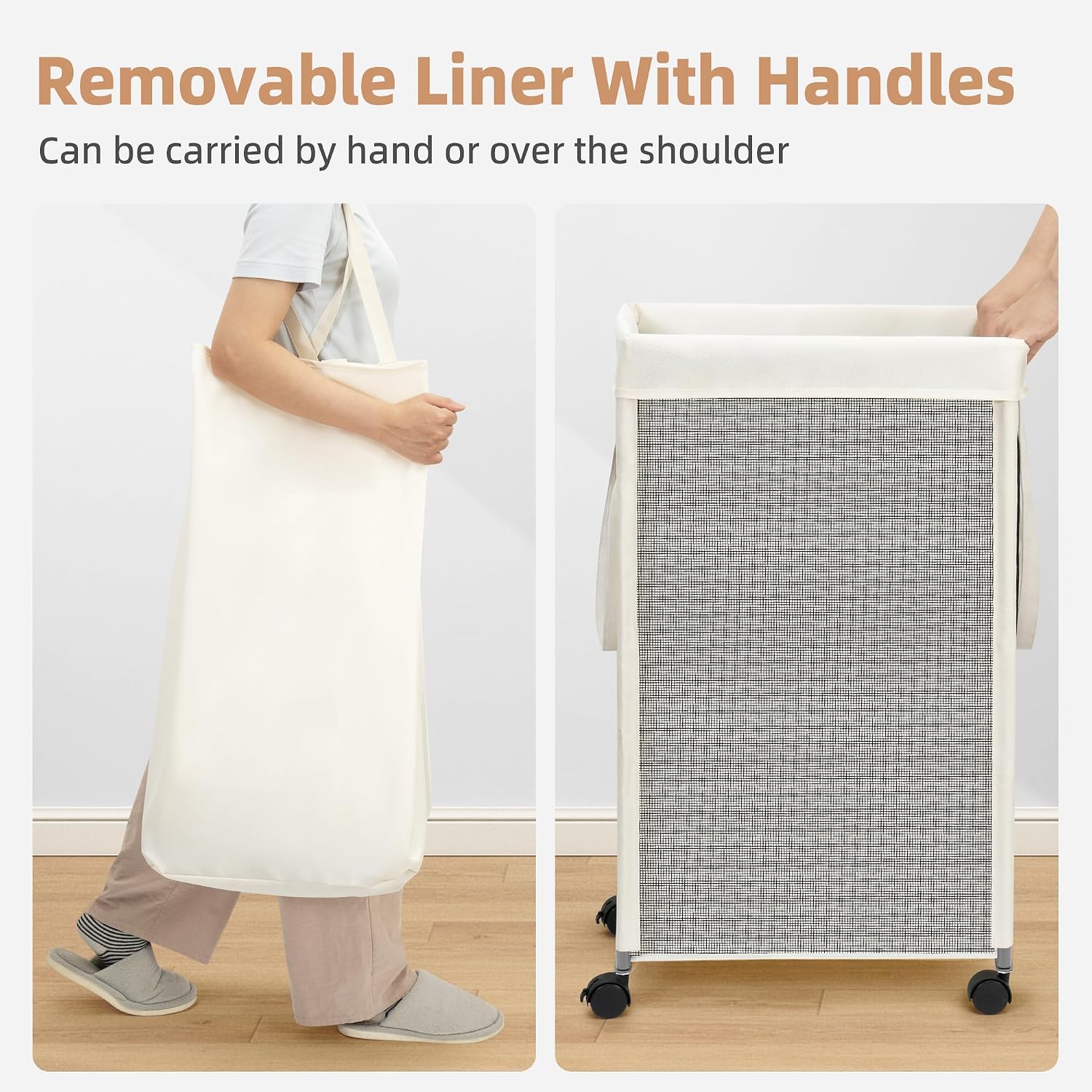 STORAGE MANIAC Laundry Hamper with Wheels, Rolling Laundry Basket