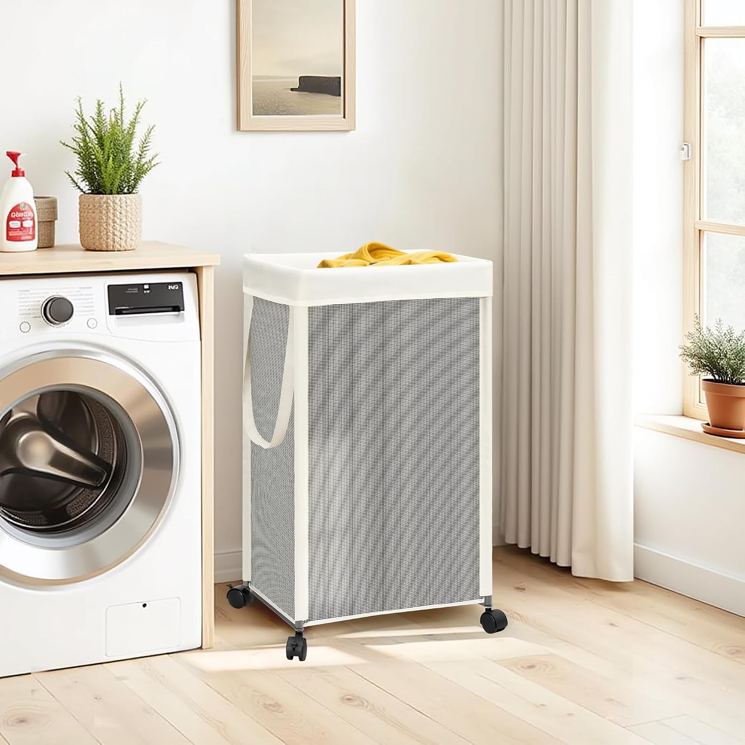 STORAGE MANIAC Laundry Hamper with Wheels, Rolling Laundry Basket