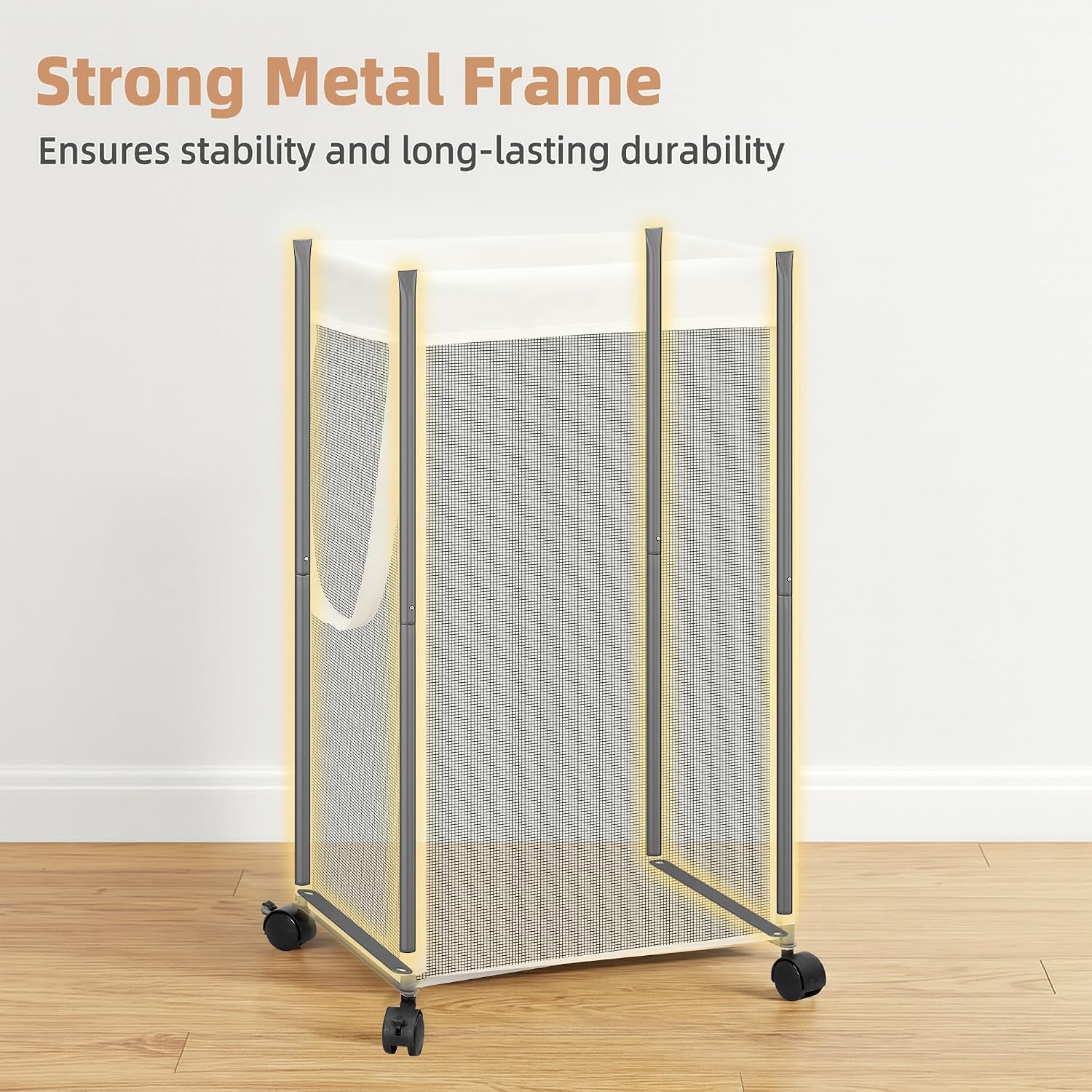 STORAGE MANIAC Laundry Hamper with Wheels, Rolling Laundry Basket