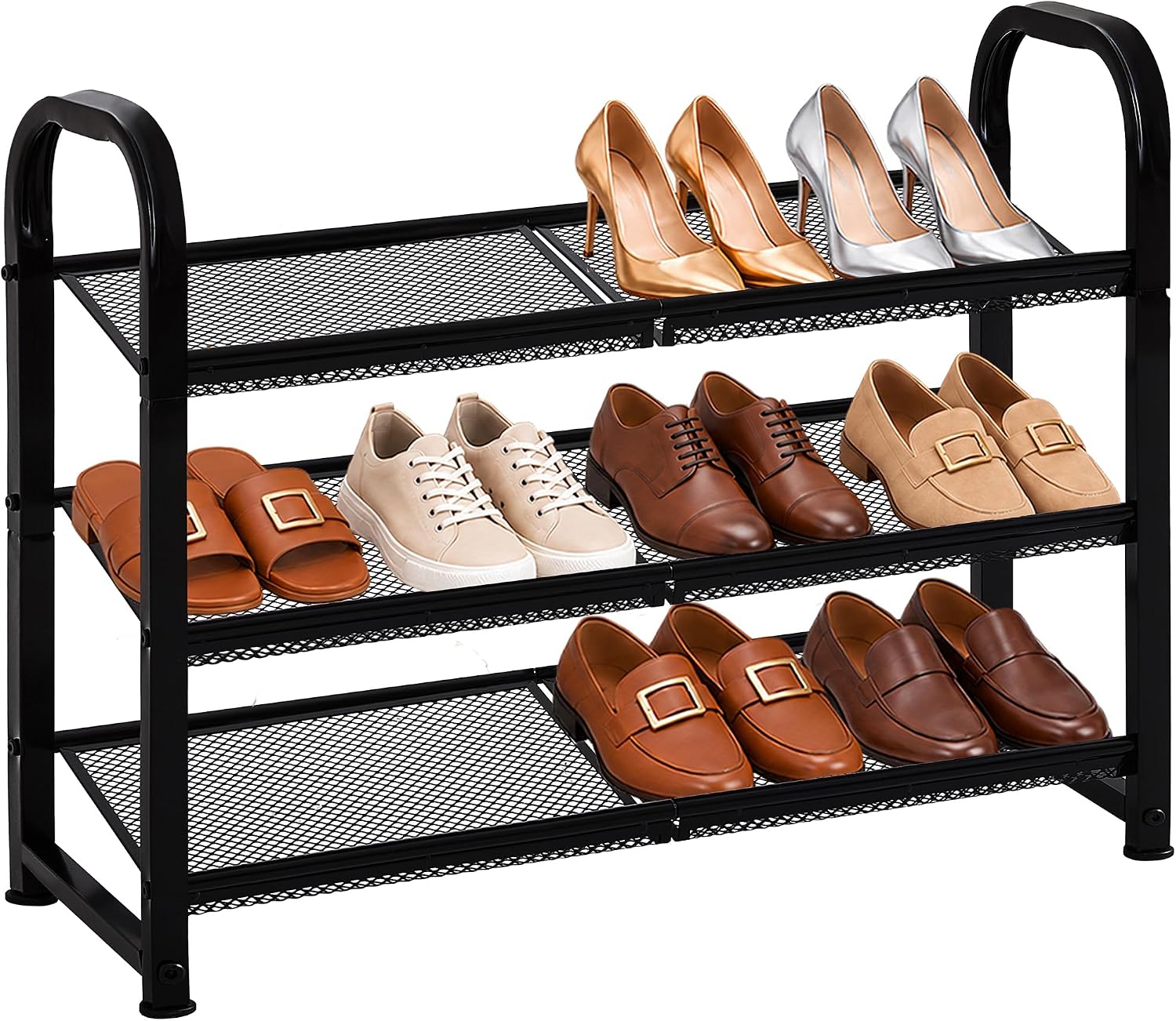 STORAGE MANIAC 3 Tier Shoe Rack, Heavy Duty Metal Shoe Organizer