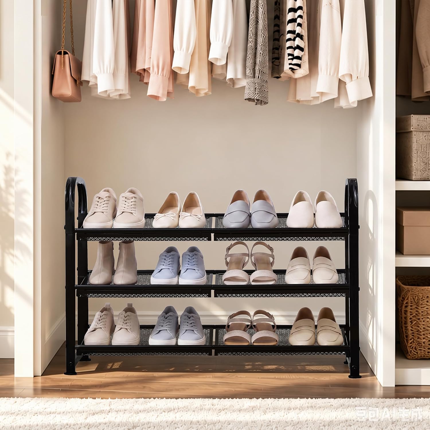 STORAGE MANIAC 3 Tier Shoe Rack, Heavy Duty Metal Shoe Organizer