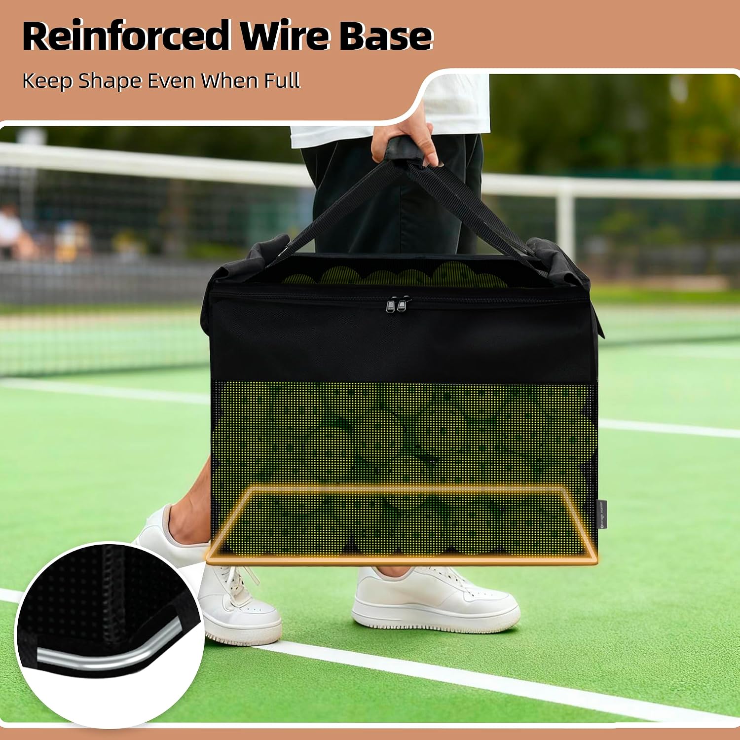 STORAGE MANIAC Foldable Tennis Ball Hopper Cart with Removable Ball Bag