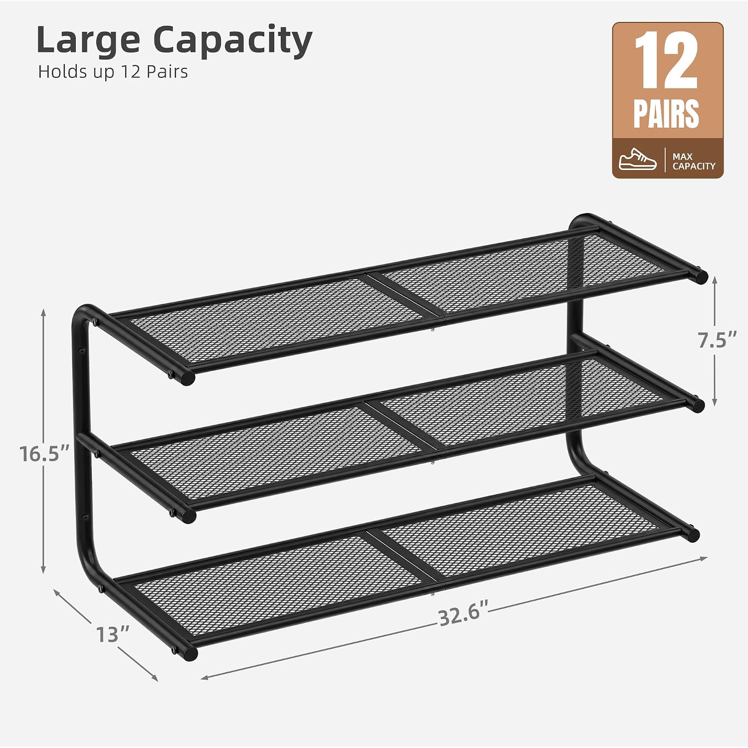 STORAGE MANIAC Wall-mounted Shoe Rack, 3 Tier Hanging Shoe Shelf