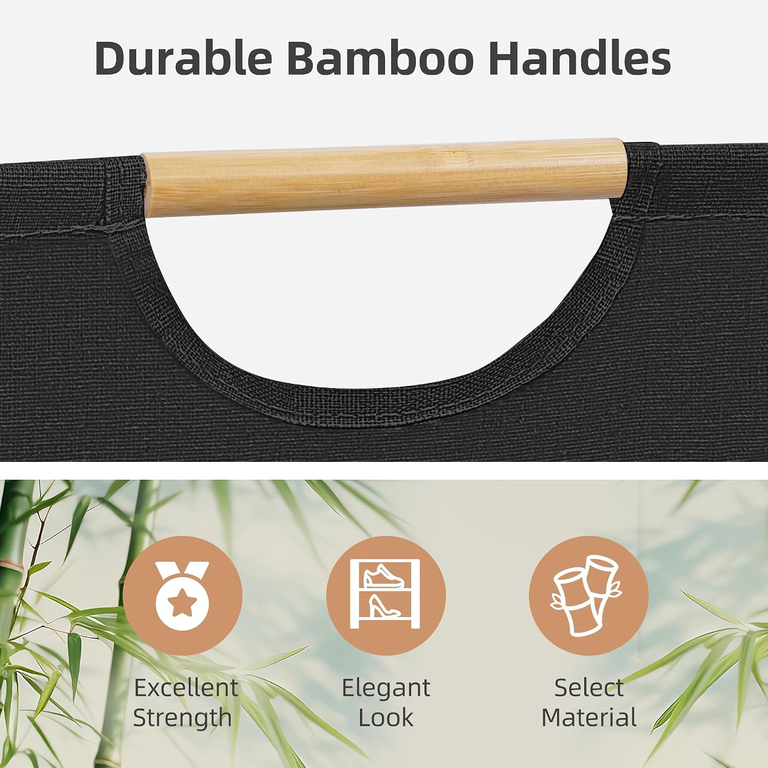STORAGE MANIAC 2-Pack Laundry Hamper with Bamboo Handles, Black + White Black+White