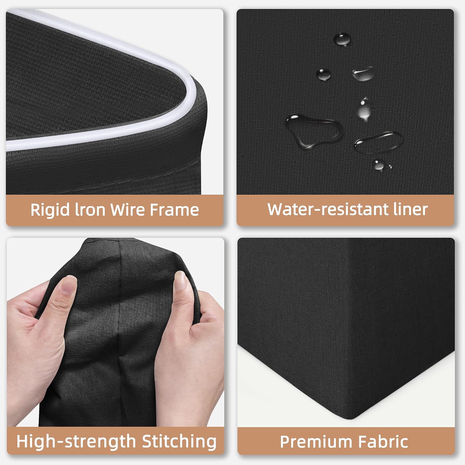 STORAGE MANIAC 2-Pack Laundry Hamper with Bamboo Handles, Black + White Black+White