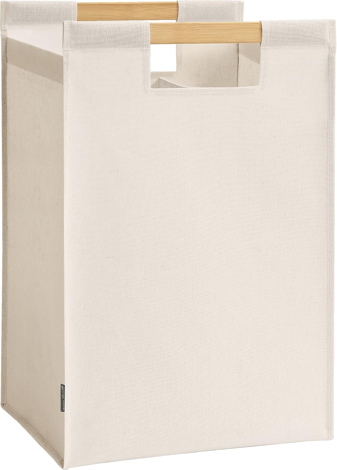 STORAGE MANIAC Large Laundry Hamper with Bamboo Handle, 23.7 Gal. Beige