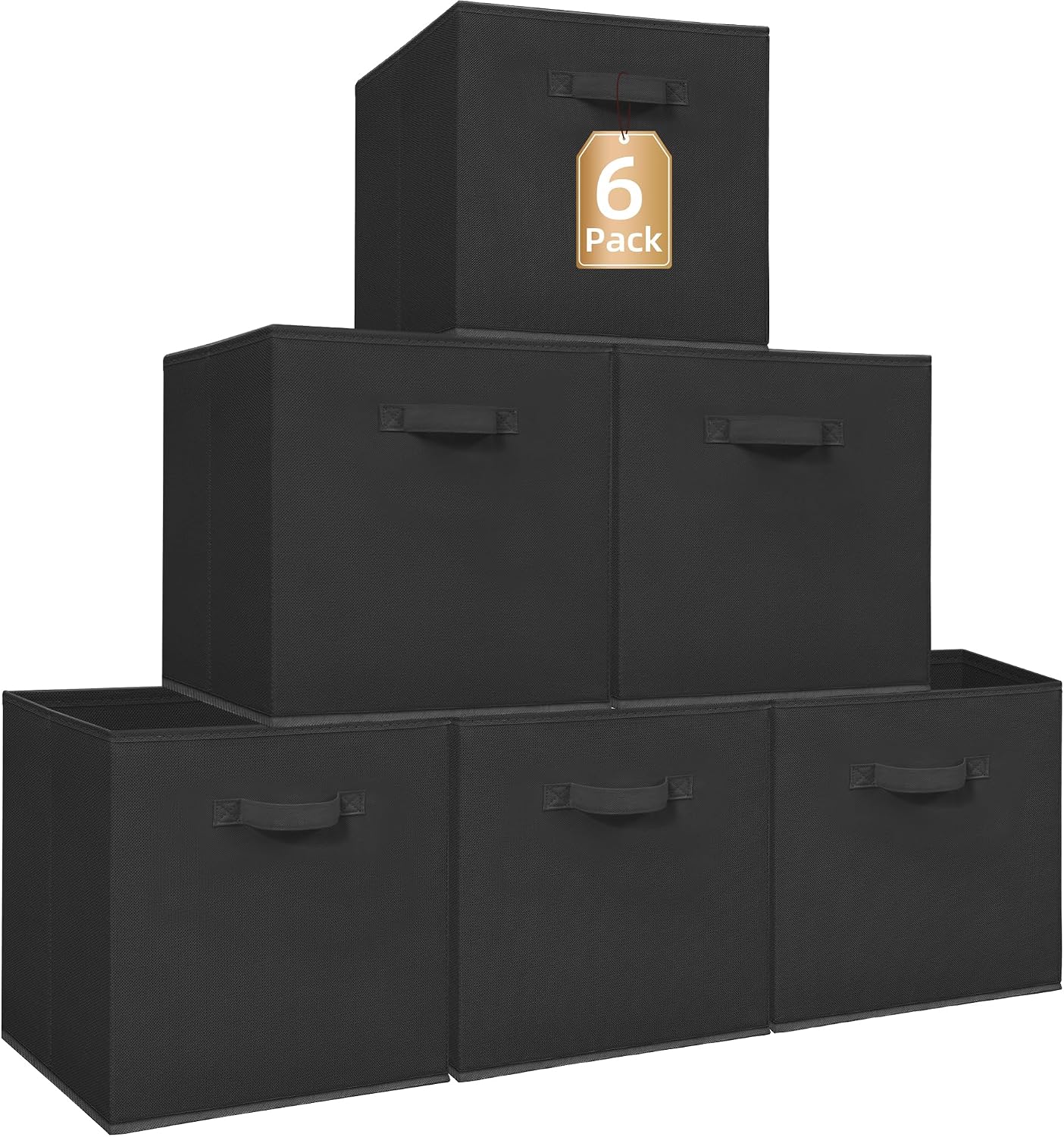 STORAGE MANIAC Storage Cubes, 13 Inch 6 Pack Collapsible Fabric Shelf Bins Black