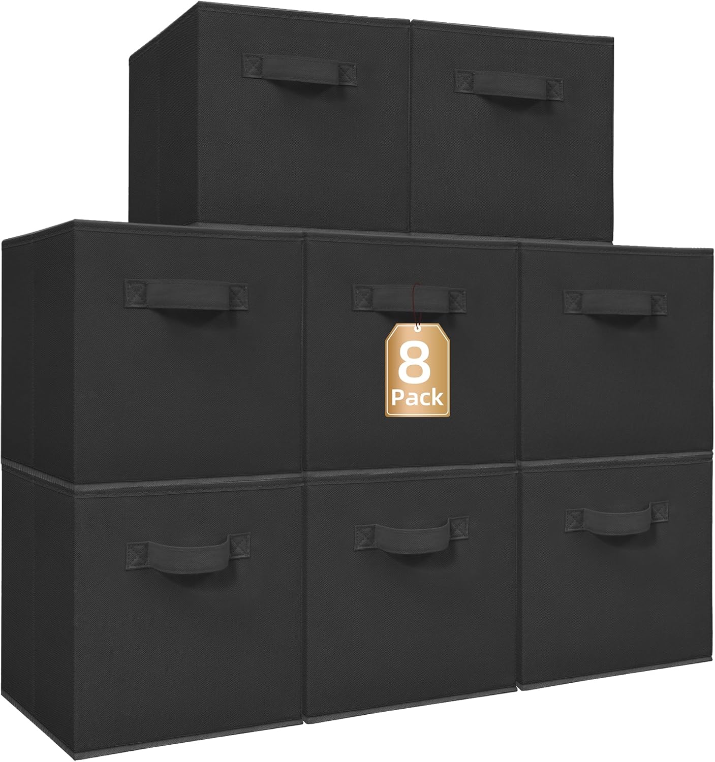 STORAGE MANIAC Storage Cubes, 11 Inch 8 Pack Collapsible Fabric Shelf Bins Black