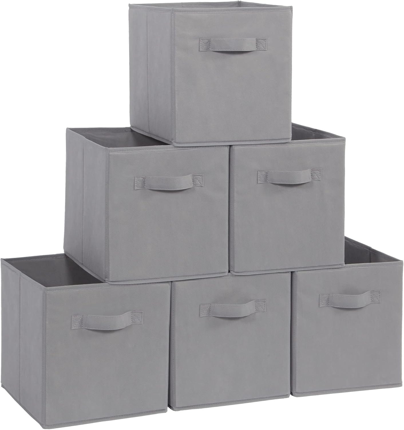 STORAGE MANIAC Storage Cubes, 11 Inch 6 Pack Collapsible Fabric Shelf Bins Gray