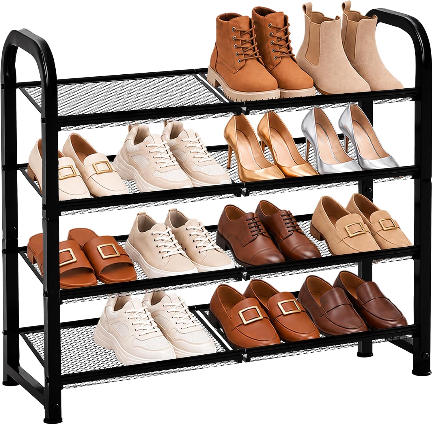 STORAGE MANIAC 4 Tier Shoe Rack, Heavy Duty Metal Shoe Organizer