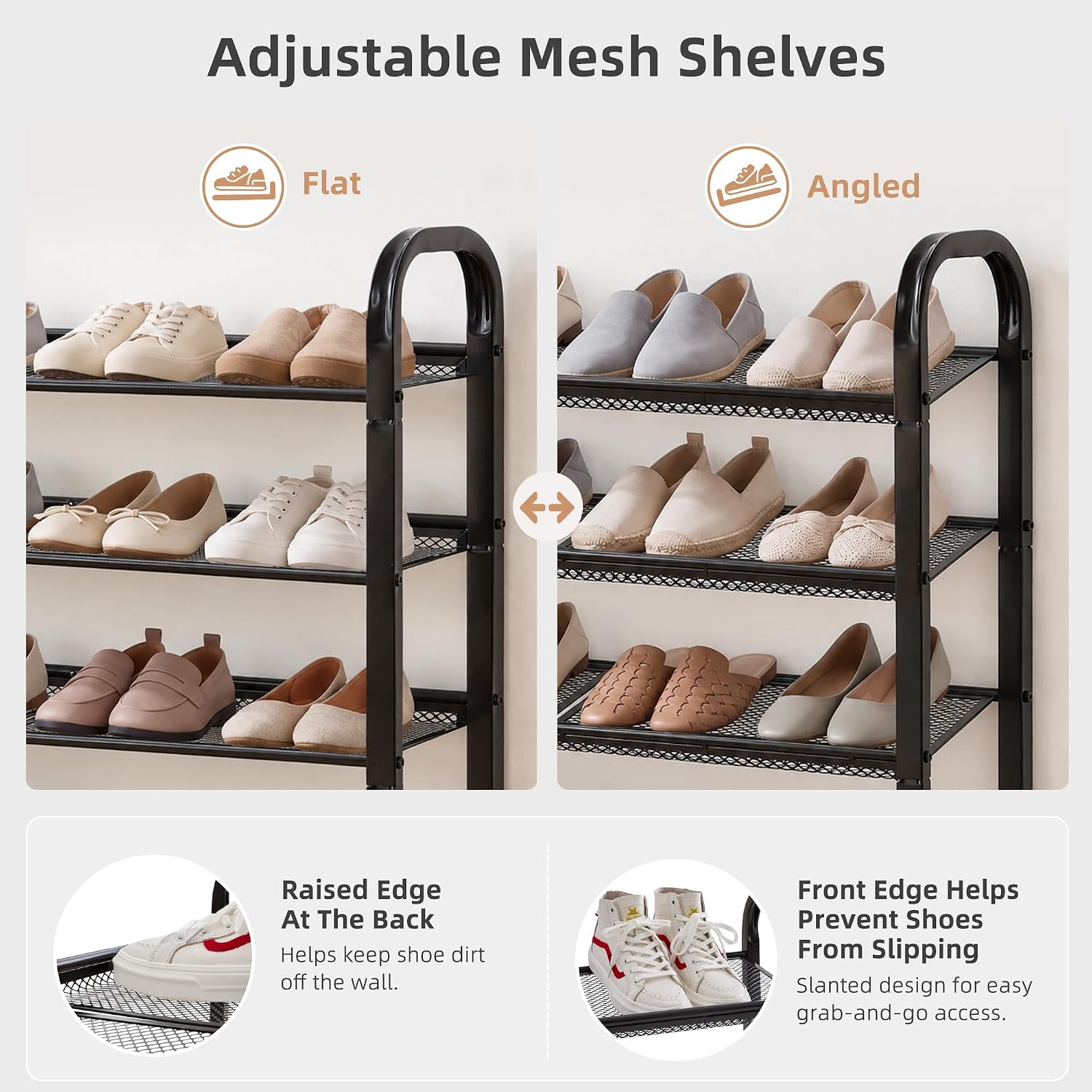 STORAGE MANIAC 4 Tier Shoe Rack, Heavy Duty Metal Shoe Organizer
