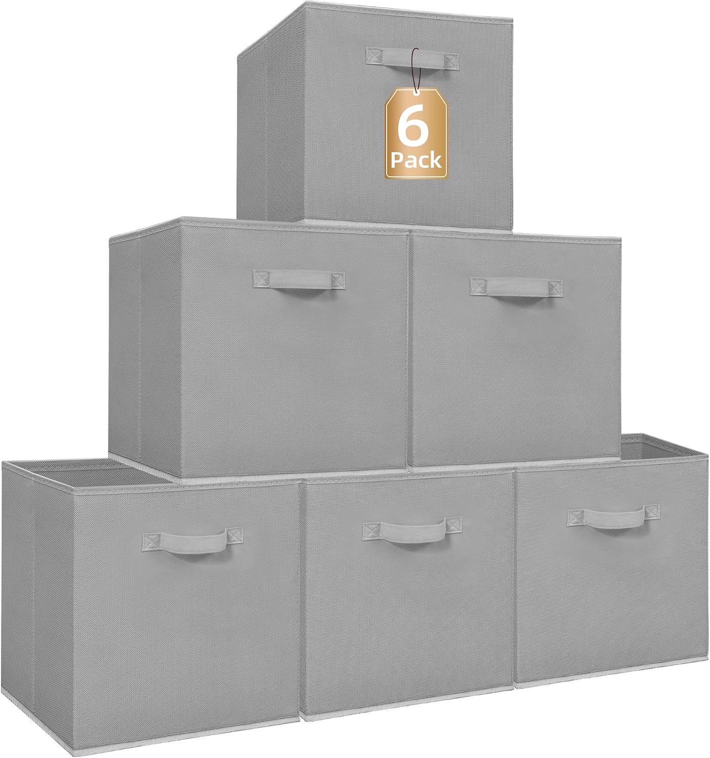 STORAGE MANIAC Storage Cubes, 13 Inch 6 Pack Collapsible Fabric Shelf Bins Gray