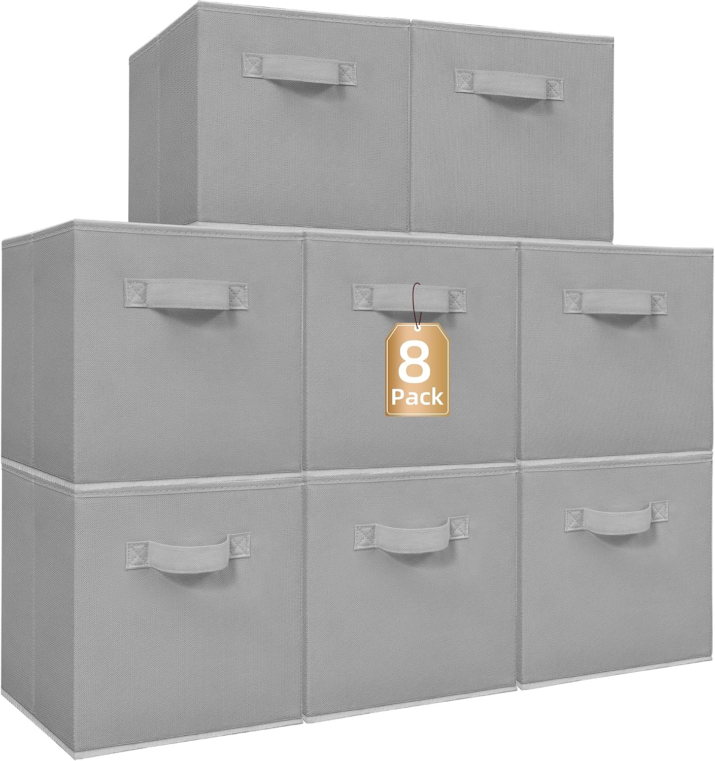 STORAGE MANIAC Storage Cubes, 11 Inch 8 Pack Collapsible Fabric Shelf Bins Gray