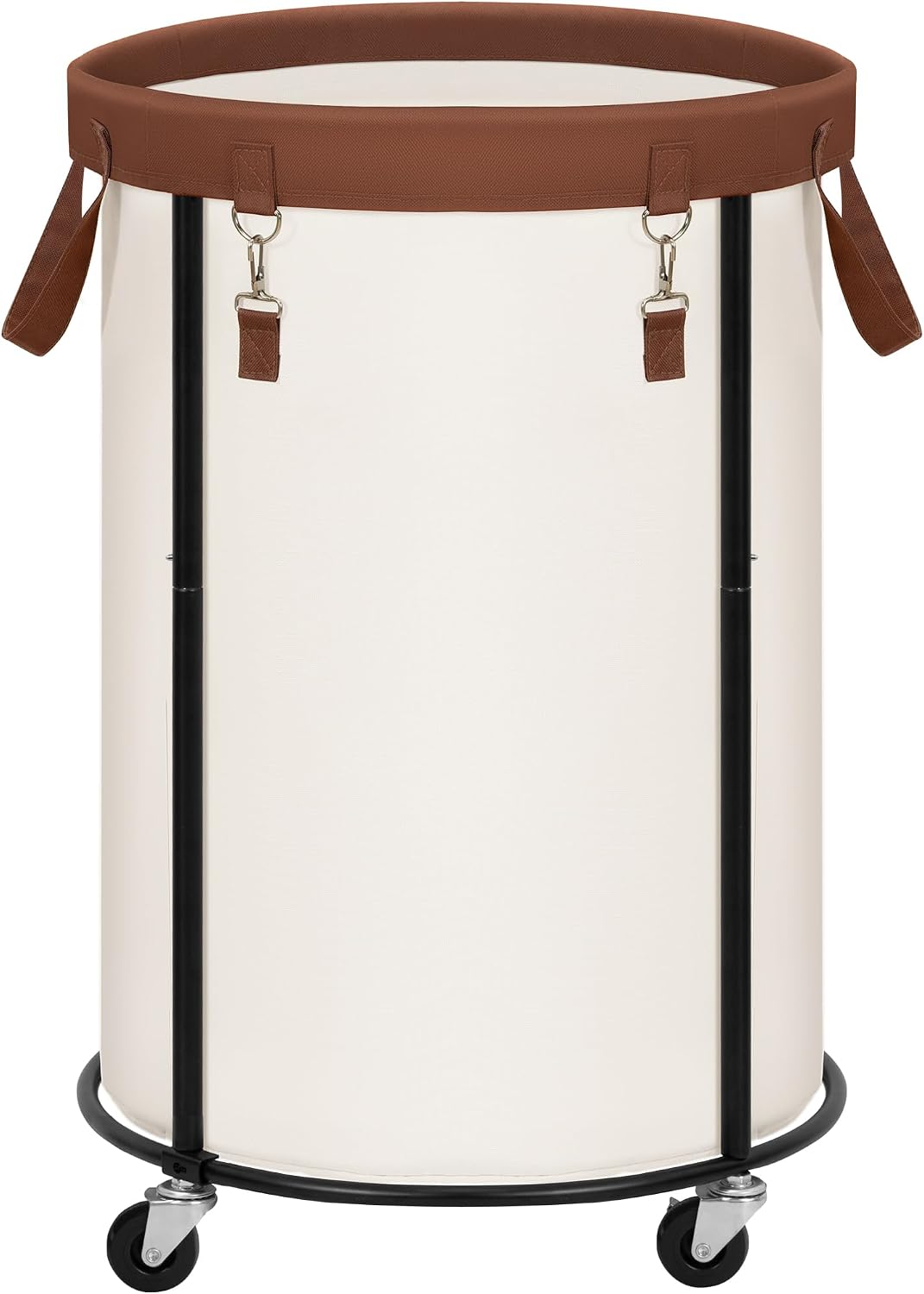 STORAGE MANIAC Rolling Laundry Hamper with Wheels 110L Laundry Basket, Round Laundry Cart with Metal Frame and Removable Bag, Clothes Hamper for Bedroom, Bathroom, Dorm Room, Laundry Room, Beige