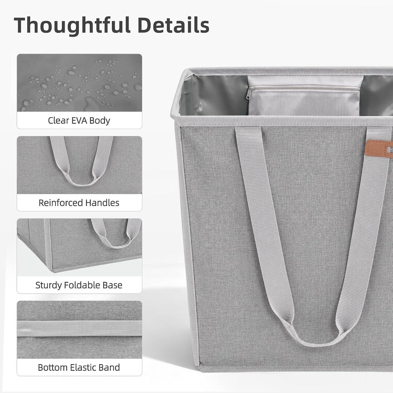 STORAGE MANIAC Collapsible Laundry Basket, Pop-up Laundry Hamper Gray