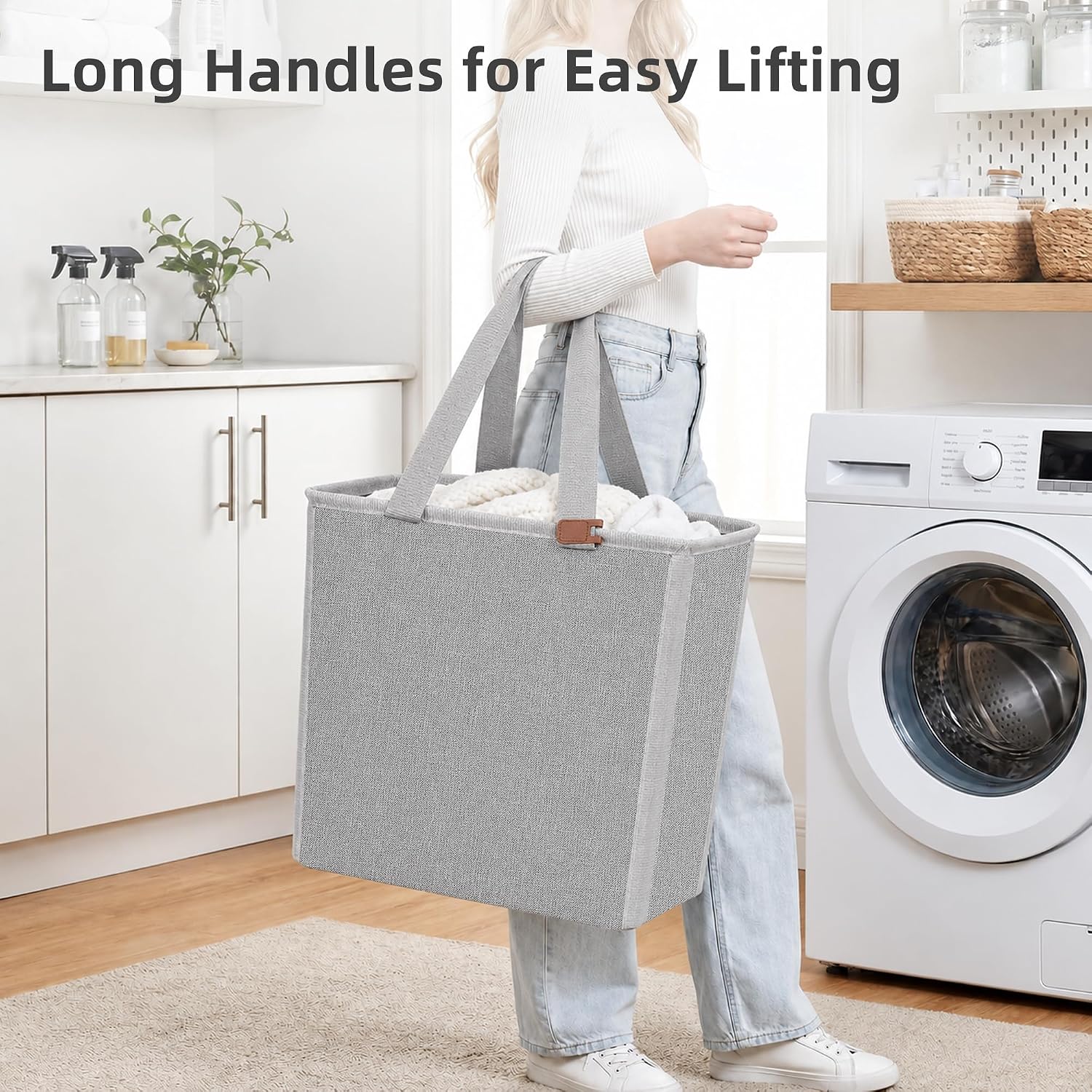 STORAGE MANIAC Collapsible Laundry Basket, Pop-up Laundry Hamper Gray