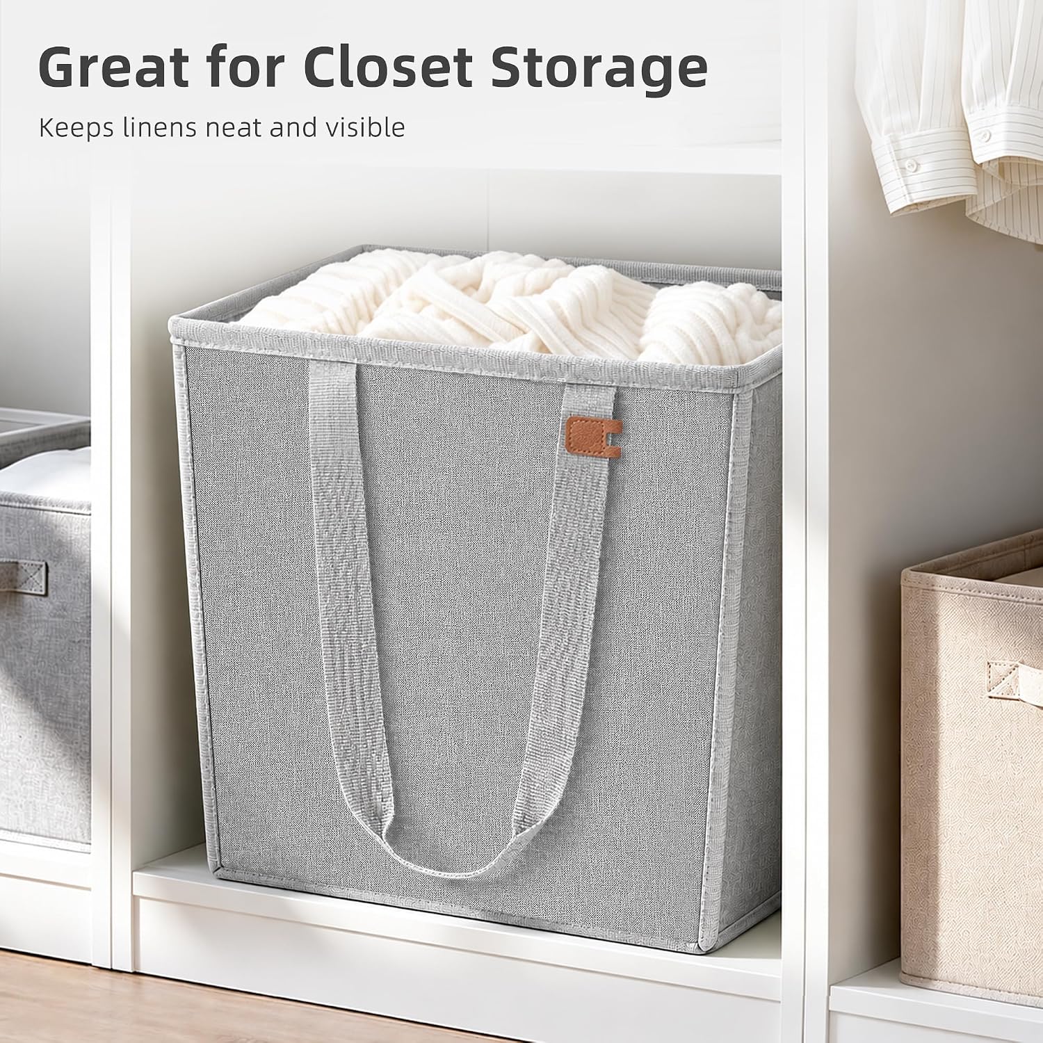 STORAGE MANIAC Collapsible Laundry Basket, Pop-up Laundry Hamper Gray