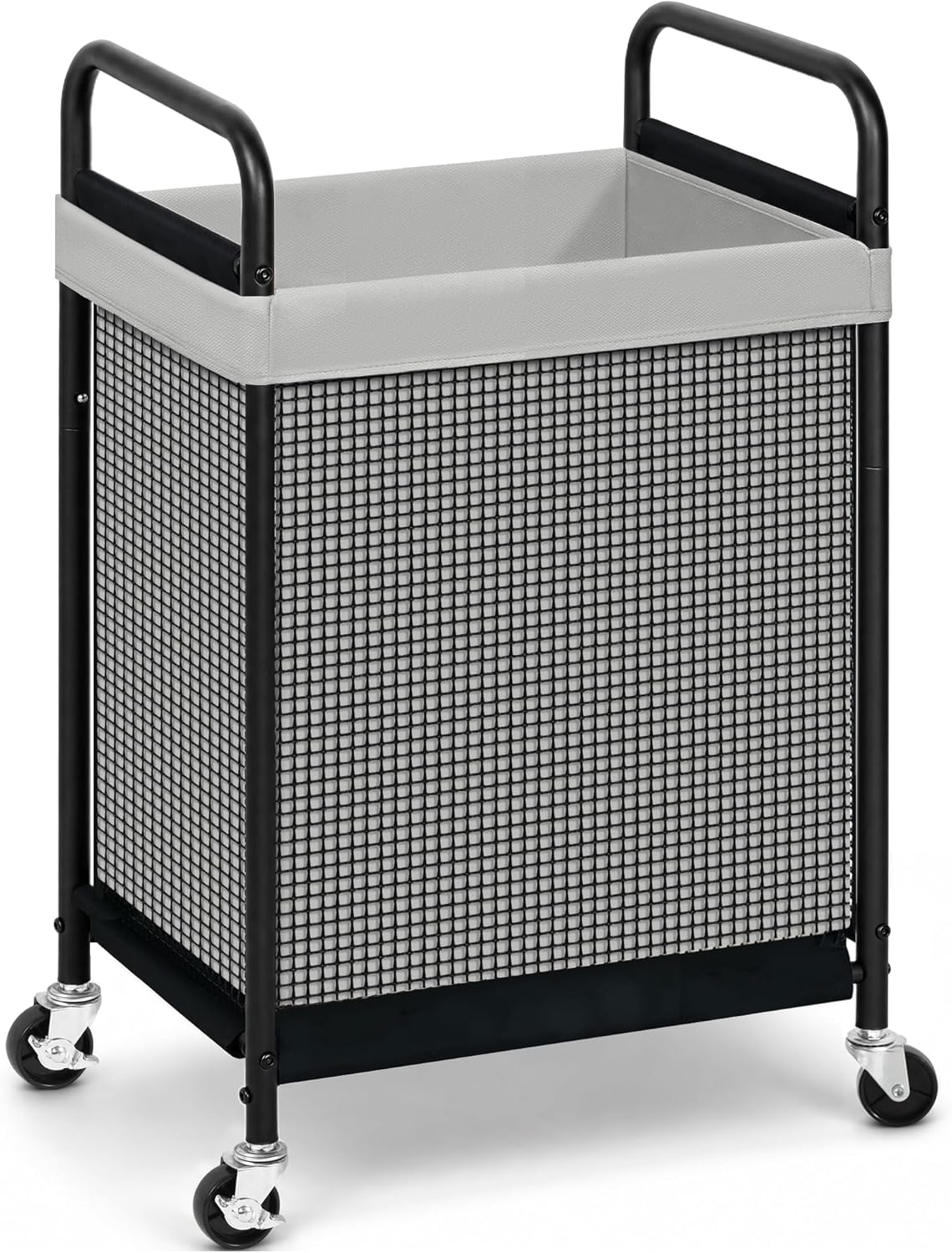 STORAGE MANIAC Rolling Laundry Hamper with Wheels 1-Section Laundry Sorter Rolling Laundrys Basket on Wheels with Removable Bag Clothes Hamper Laundrys Organizer Cart Bathroom Bedroom 90L Grey