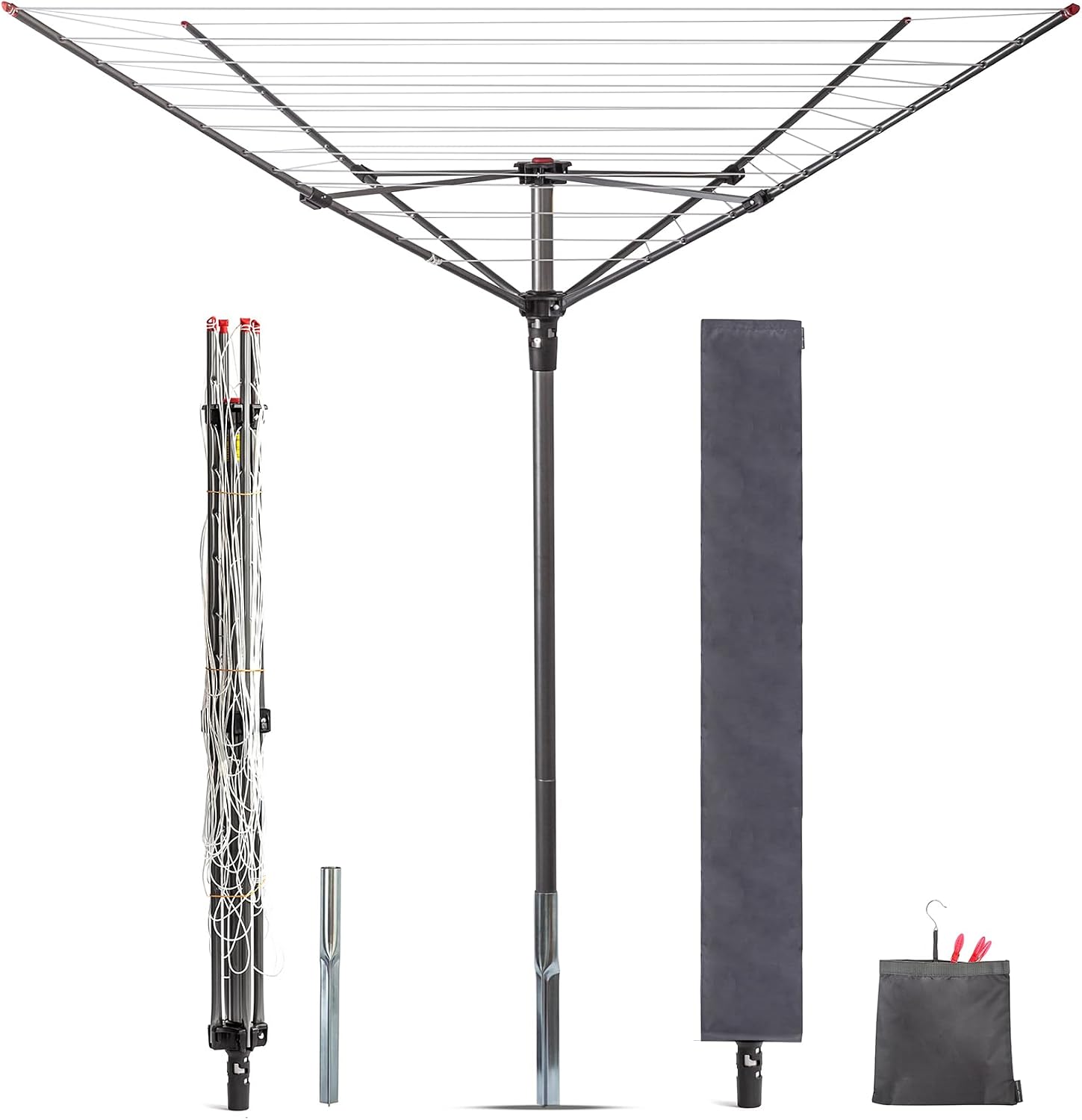 STORAGE MANIAC Umbrella Clotheslines Outdoor Laundy Drying Rack Heavy Duty