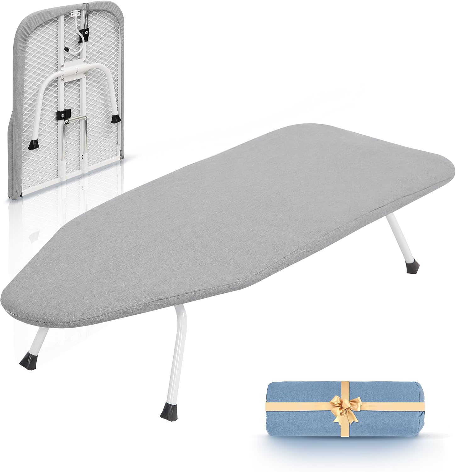 STORAGE MANIAC Tabletop Ironing Board, Small Iron Pad, Silver & Blue