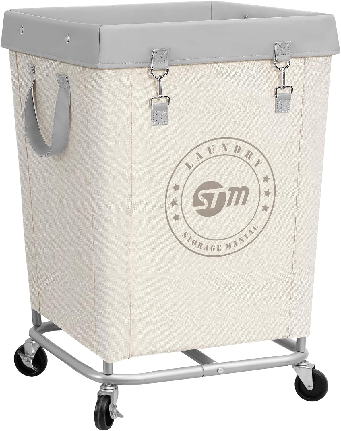 STORAGE MANIAC Rolling Laundry Hamper, Commercial Laundry Cart, 160L Beige