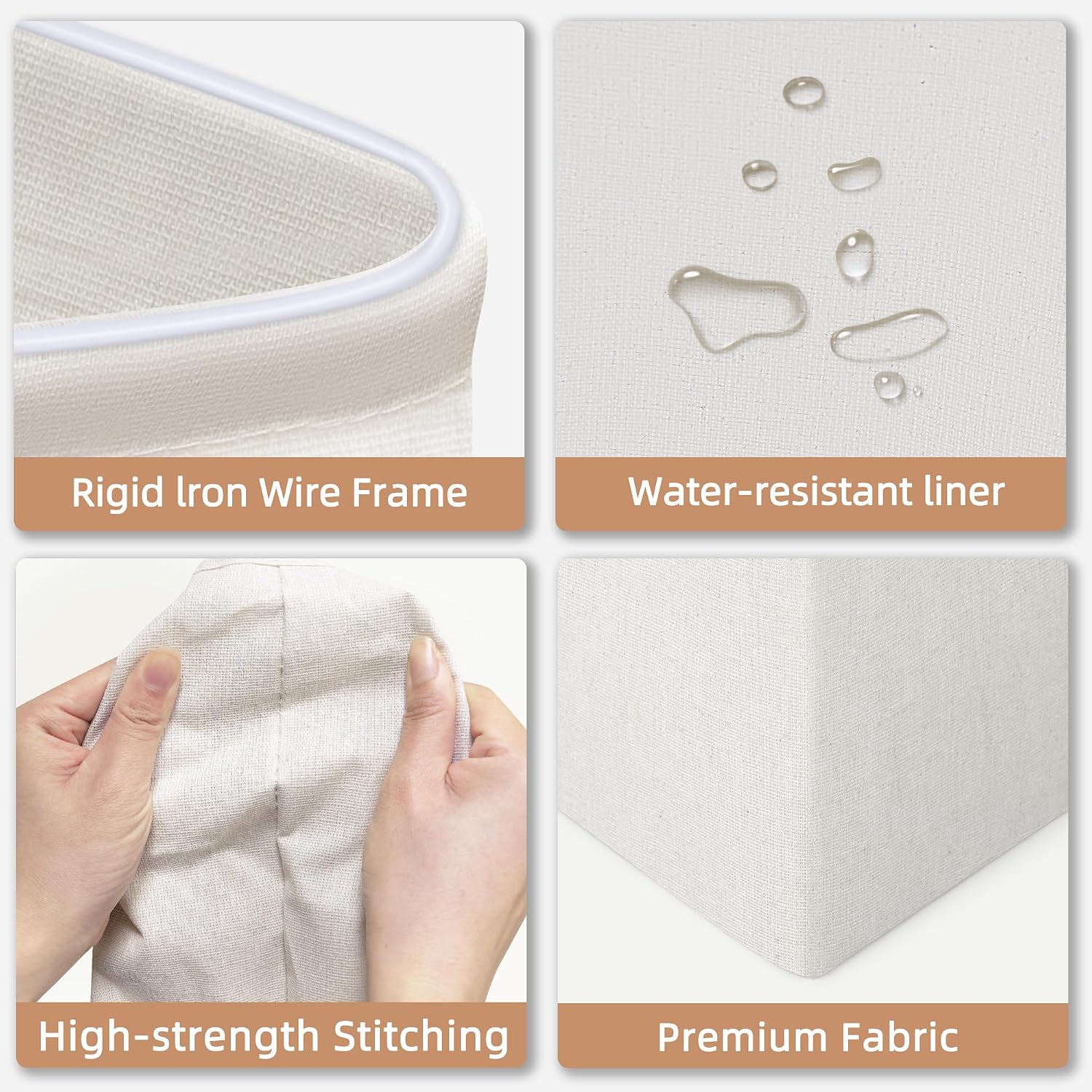 STORAGE MANIAC 1-Pack Collapsible Laundry Hamper with Bamboo Handles, White