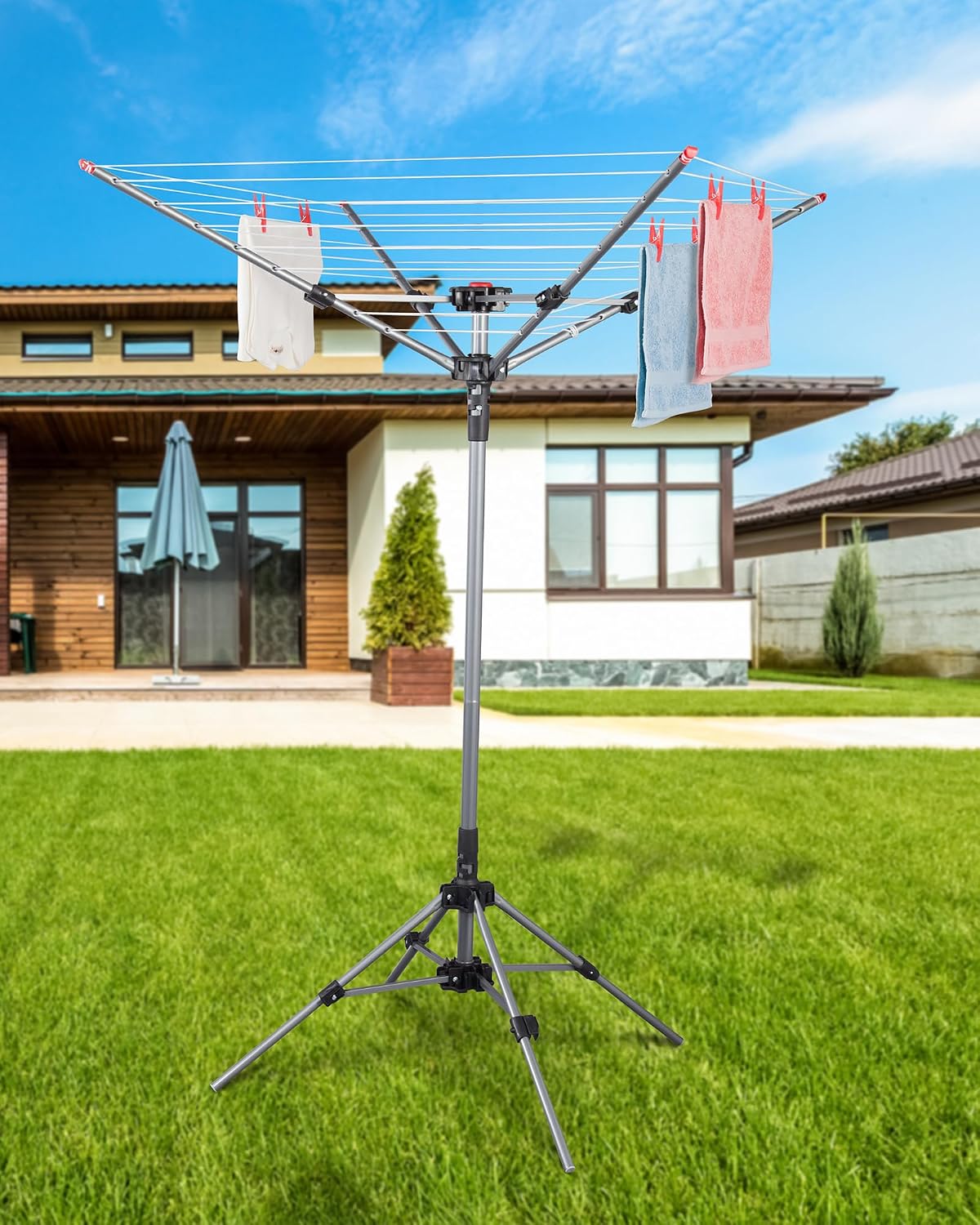 STORAGE MANIAC Umbrella Clotheslines Indoor Laundry Drying Rack Portable