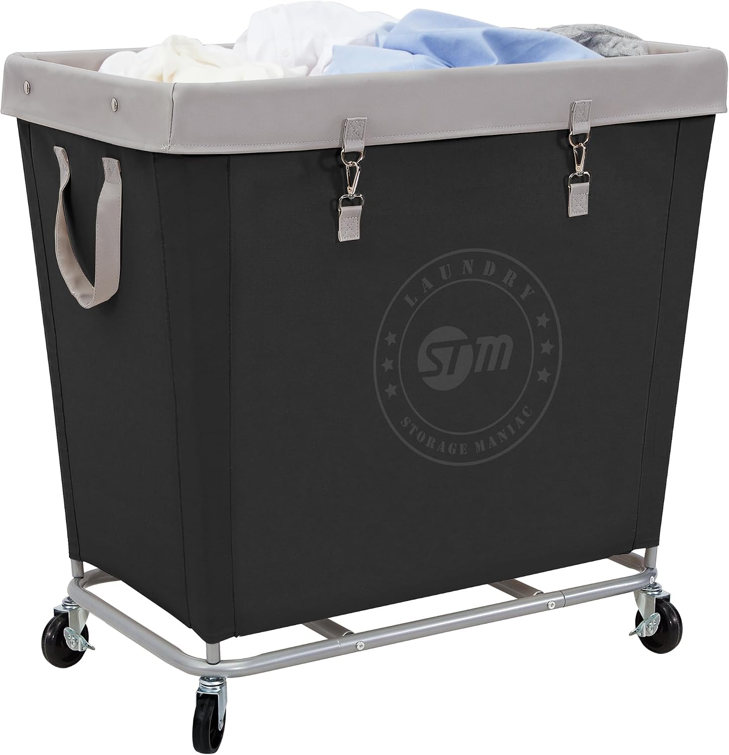 STORAGE MANIAC Rolling Laundry Hamper, Commercial Laundry Cart, 320L Black